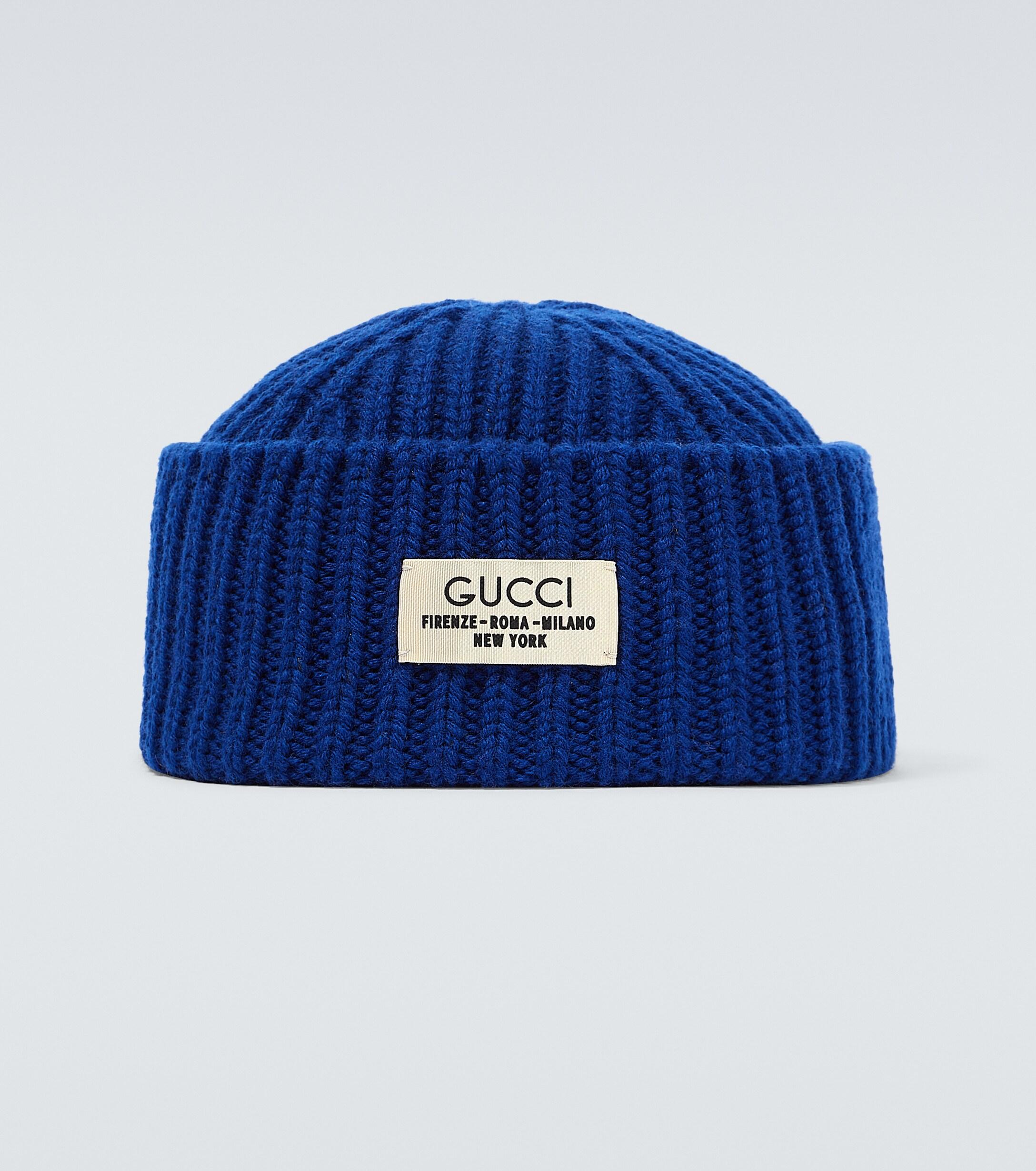 Bonnet en laine melangee a logo Gucci pour homme en coloris Bleu | Lyst
