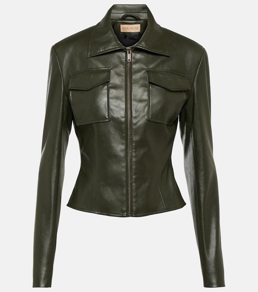 AYA MUSE Edona Faux Leather Jacket in Green | Lyst