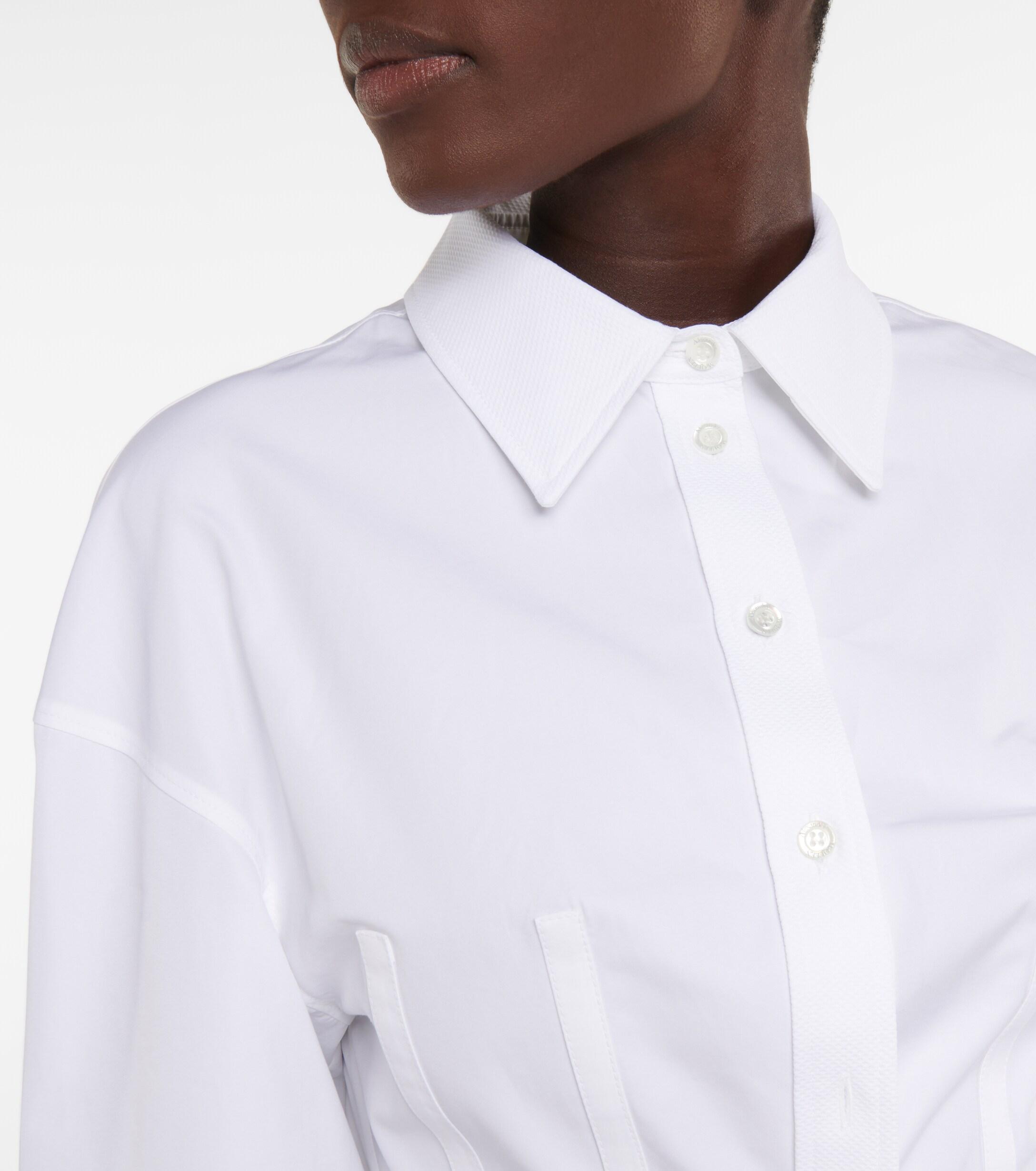 Damen Oberteile Alexander McQueen Oberteile Alexander McQueen Baumwolle Asymmetrisches Hemd aus Baumwollpopeline in Weiß 