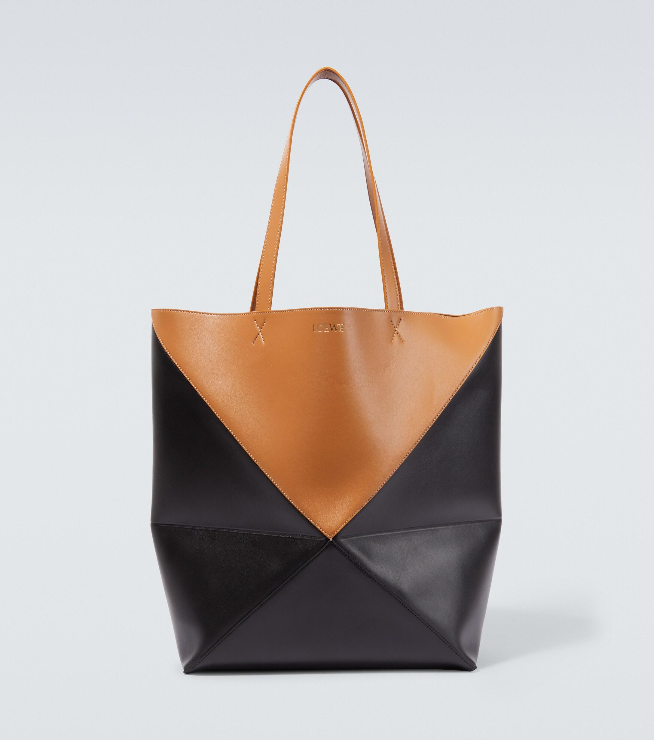 Loewe Fold Shopper Leather Tote Bag in Black for Men