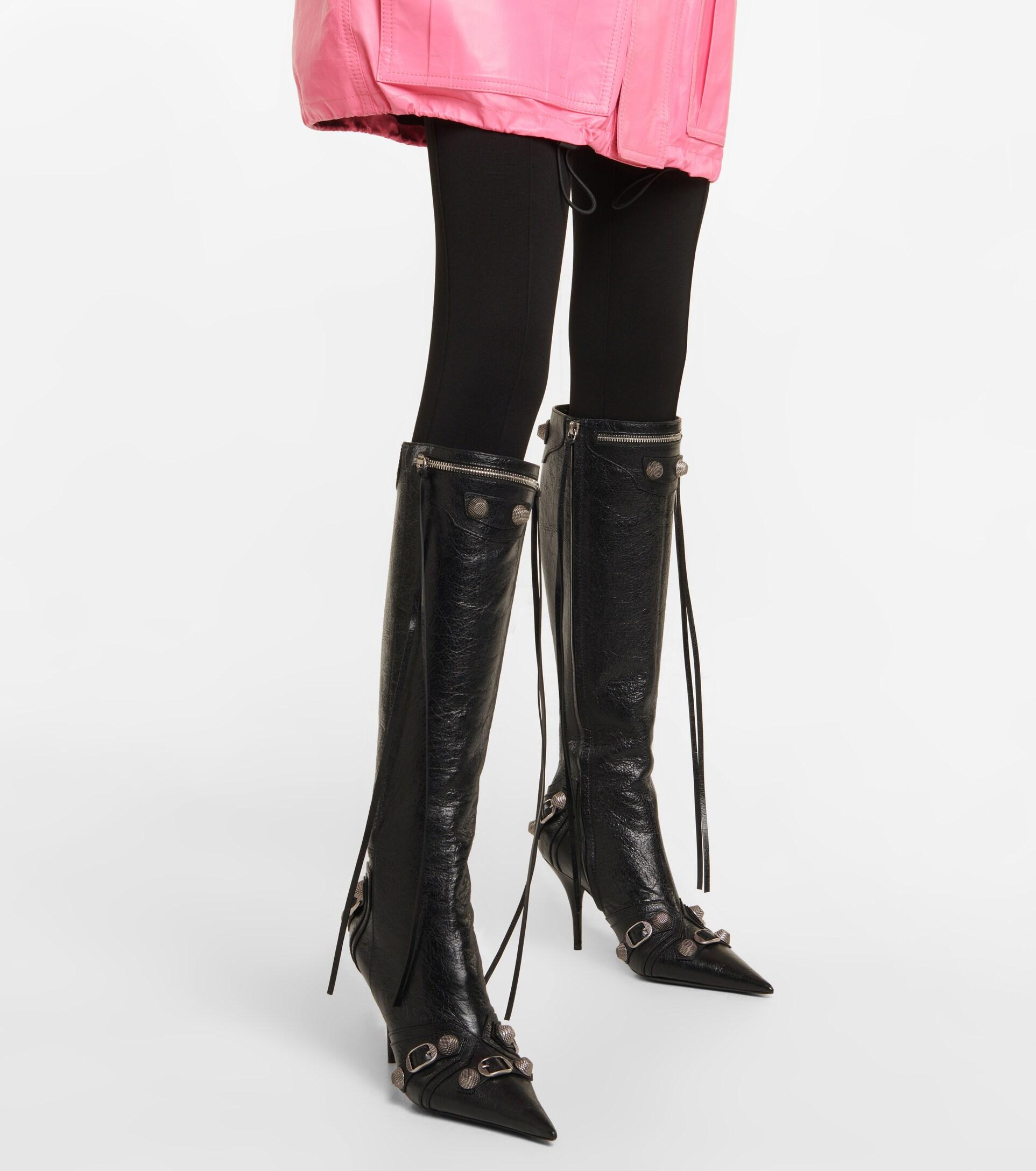 Balenciaga Cagole Leather Knee-high Boots in Black | Lyst