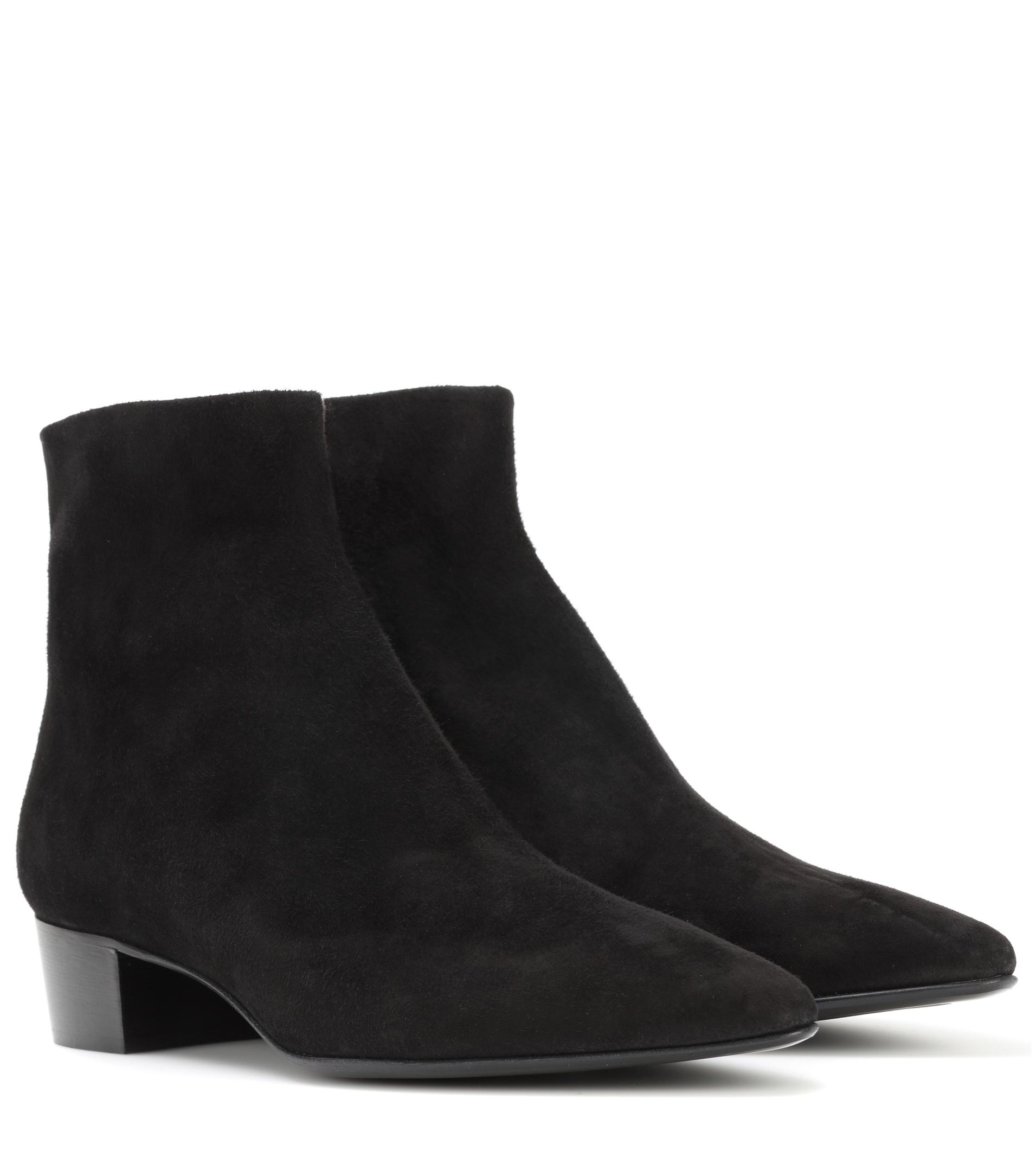 The Row Ambra Suede Ankle Boots in Black - Lyst