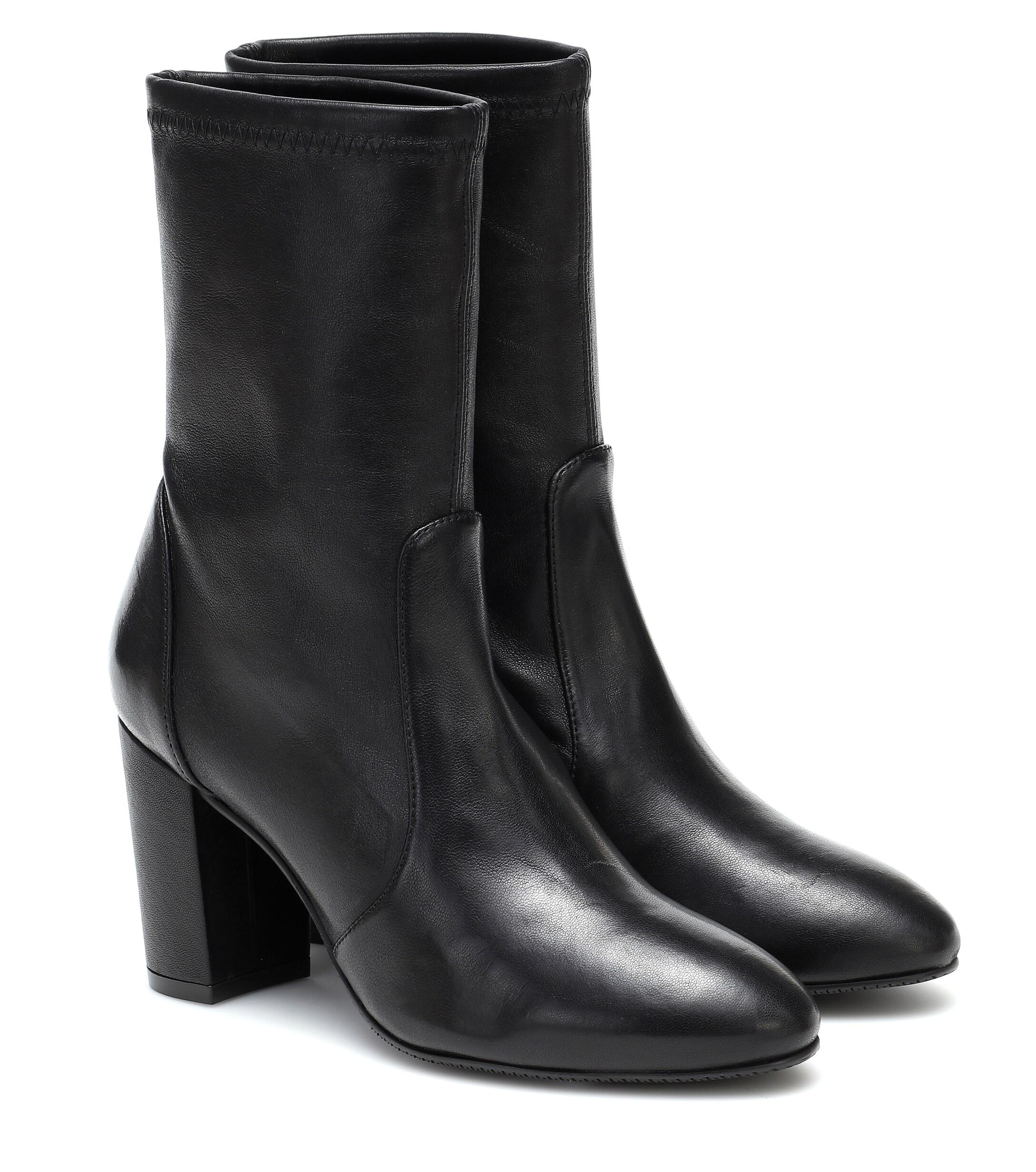 Stuart Weitzman Yuliana Leather Ankle Boots in Black - Lyst
