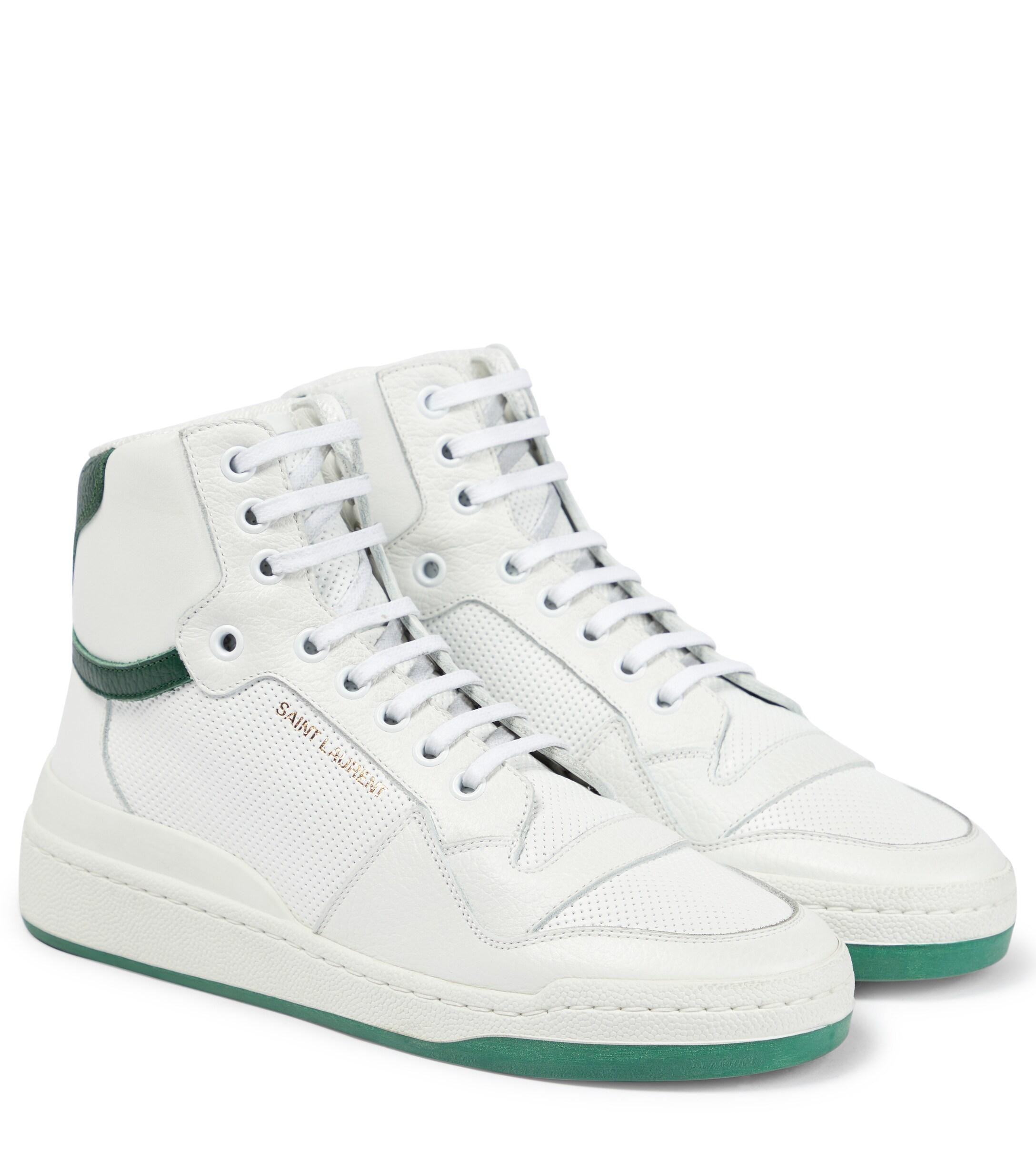 Saint Laurent Leder High-Top-Sneakers SL24 aus Leder in Weiß Damen Schuhe Sneaker Hoch Geschnittene Sneaker 