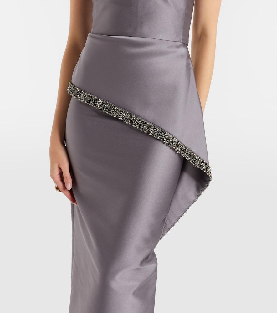 strapless open back dress Roland Mouret Black Embroidered One Shoulder Dress - BOPF main image 0