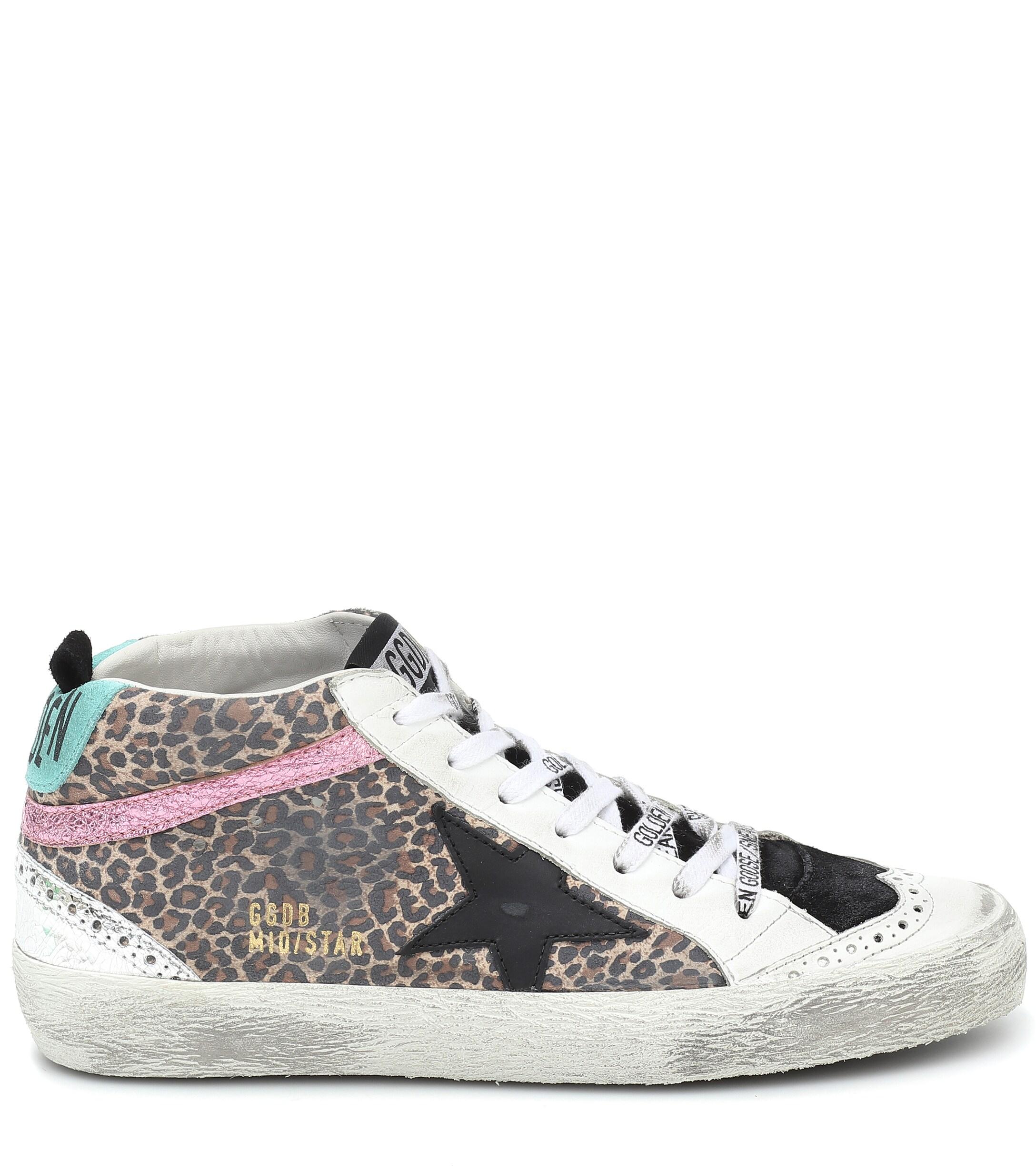 Golden Goose Deluxe Brand Goose Mid Star Leopard-print Sneakers - Lyst