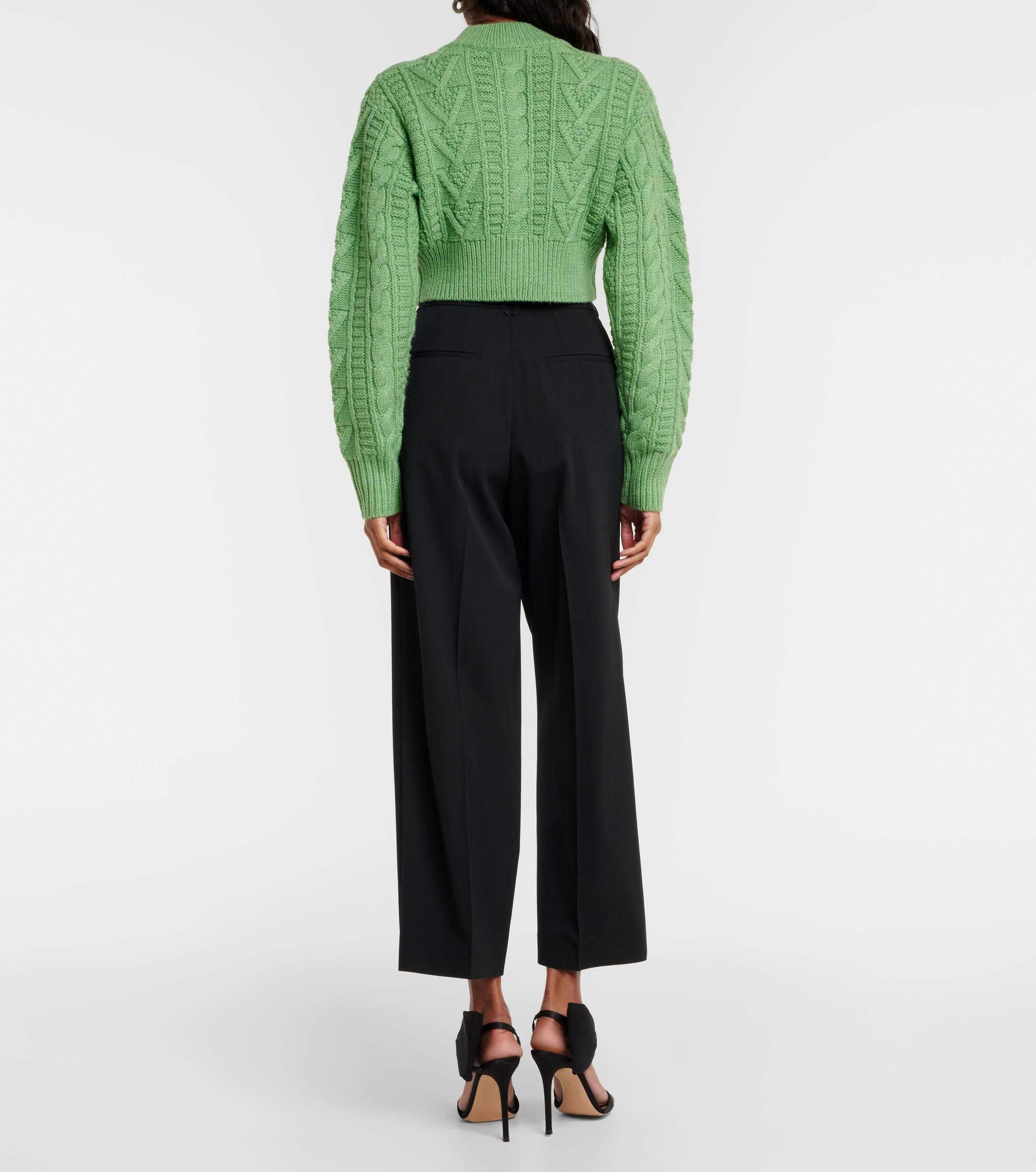 Emilia Wickstead Aleph Cropped Cable-knit Wool Cardigan in Green | Lyst UK