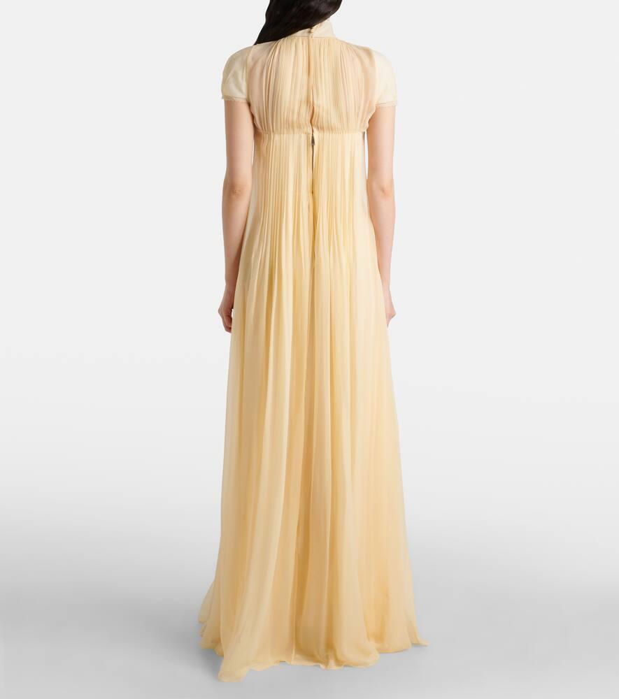 McQueen Pleated Silk Chiffon Gown in Yellow | Lyst McQueen Pleated Silk Chiffon Gown in Yellow | Lyst