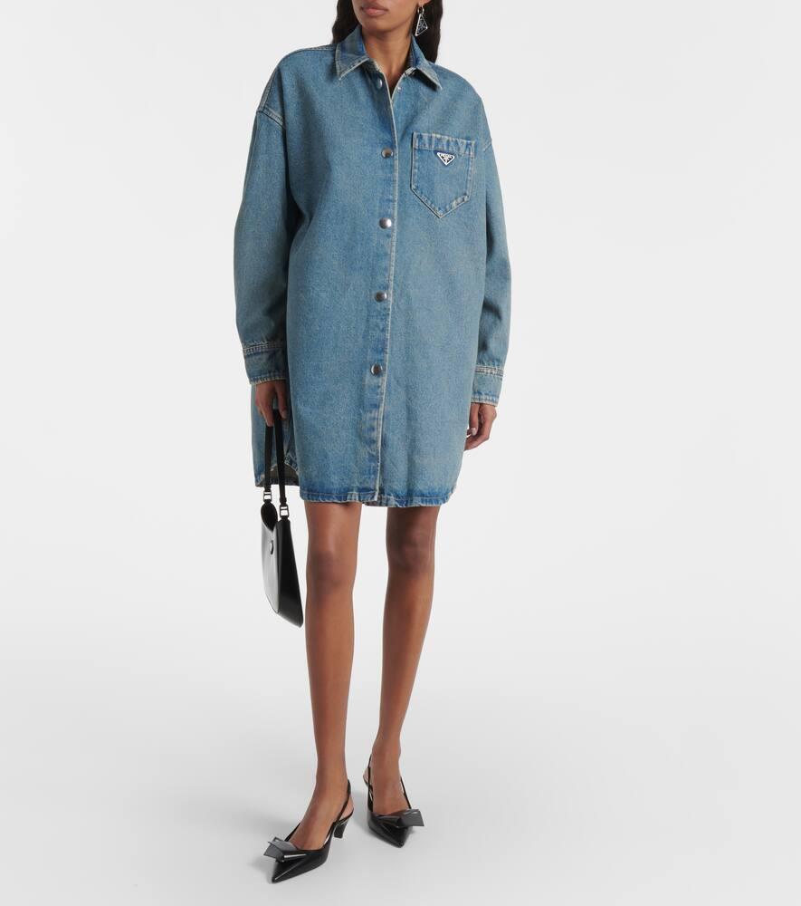 ワンピース PRADA EMBROIDERED CHAMBRAY SHIRT DRESS Prada Long Sleeve Dresses for Women | Lyst