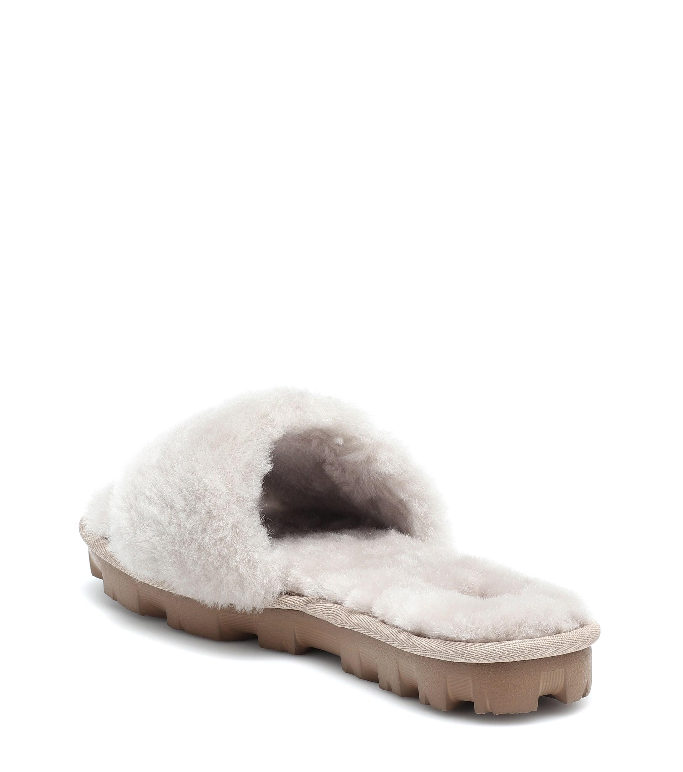 UGG Cozette Fur Slides in Grey (Gray) Lyst