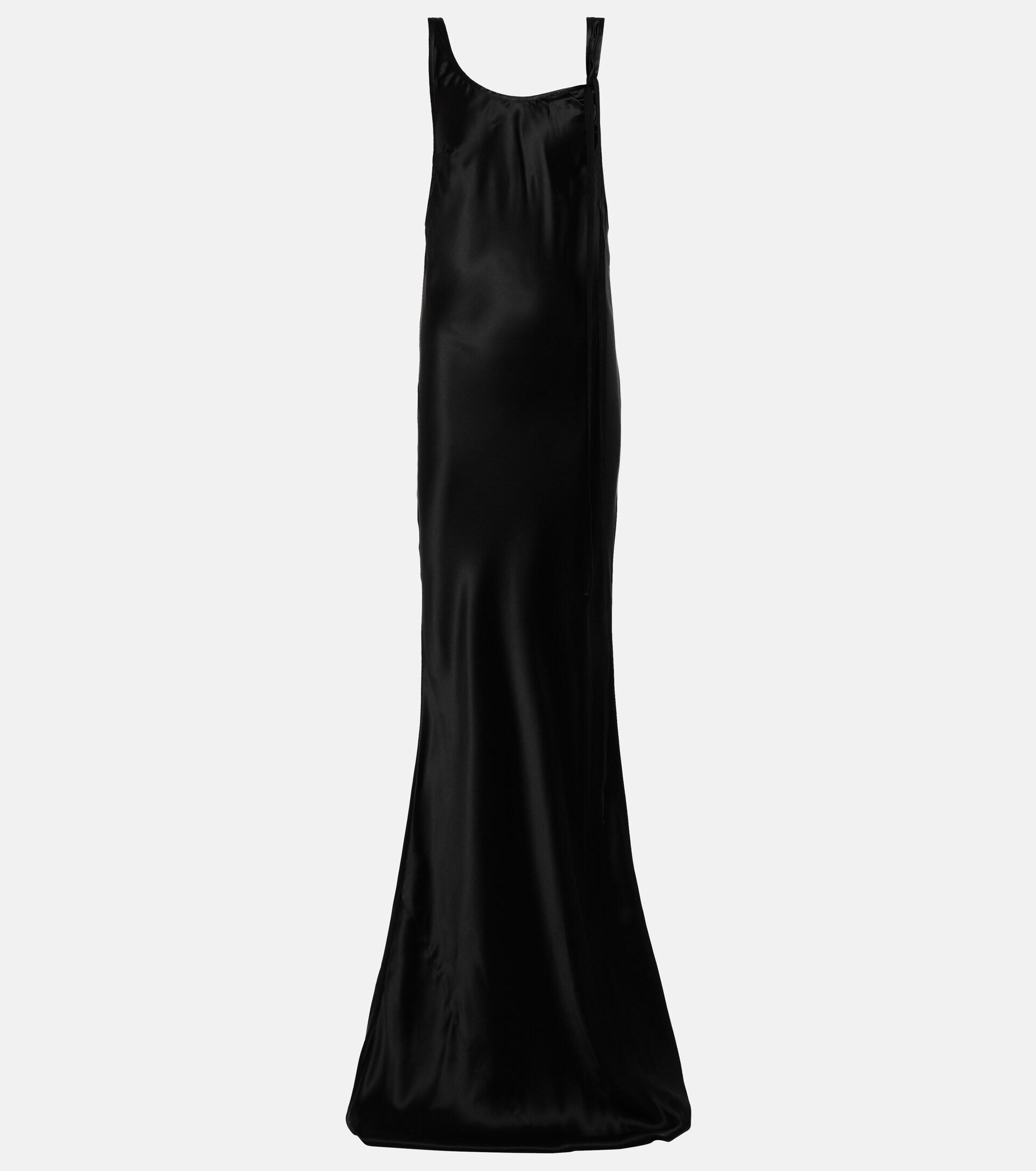 Ann Demeulemeester Isabel Silk-satin Maxi Dress in Black | Lyst