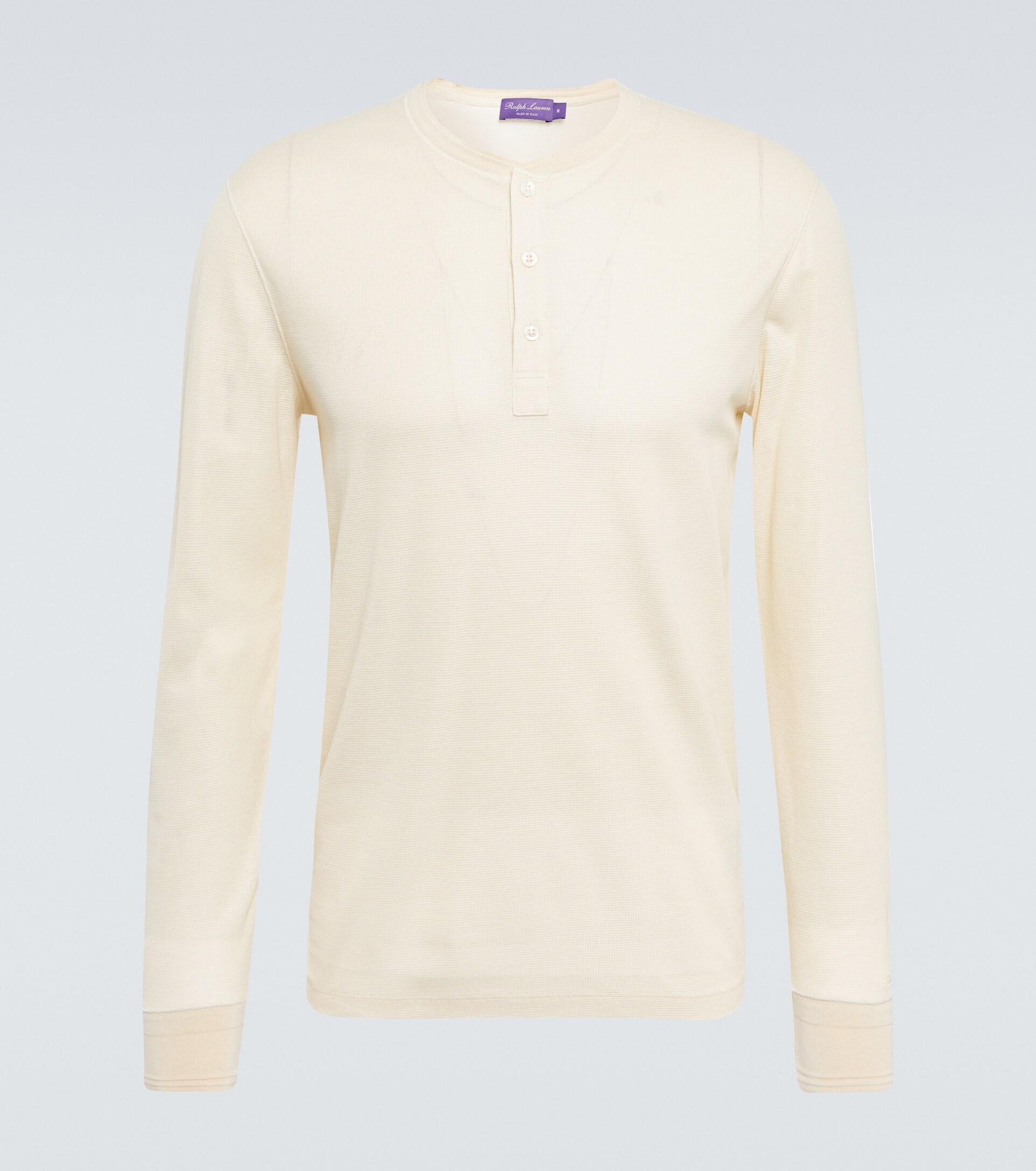 Ralph Lauren Purple Label Cotton And Silk Henley Shirt in Natural for ...