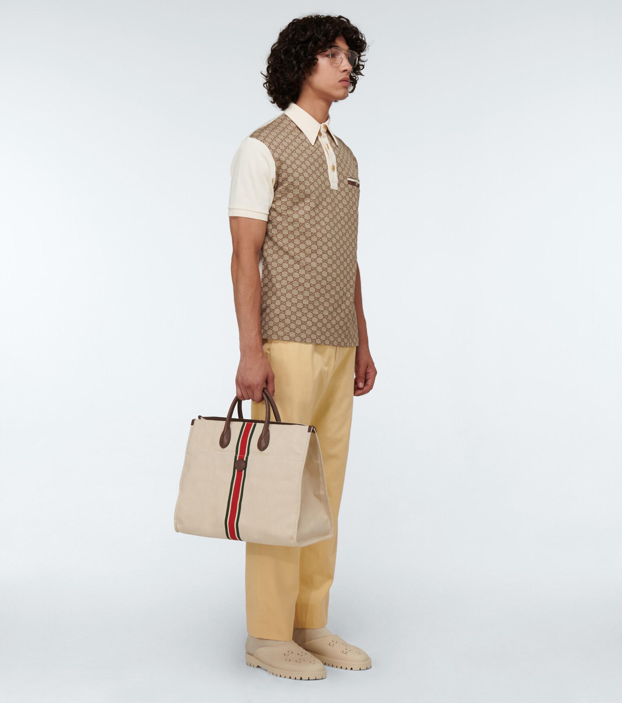 Gucci GG Silk And Cotton Jacquard Polo Shirt in Beige (Natural 