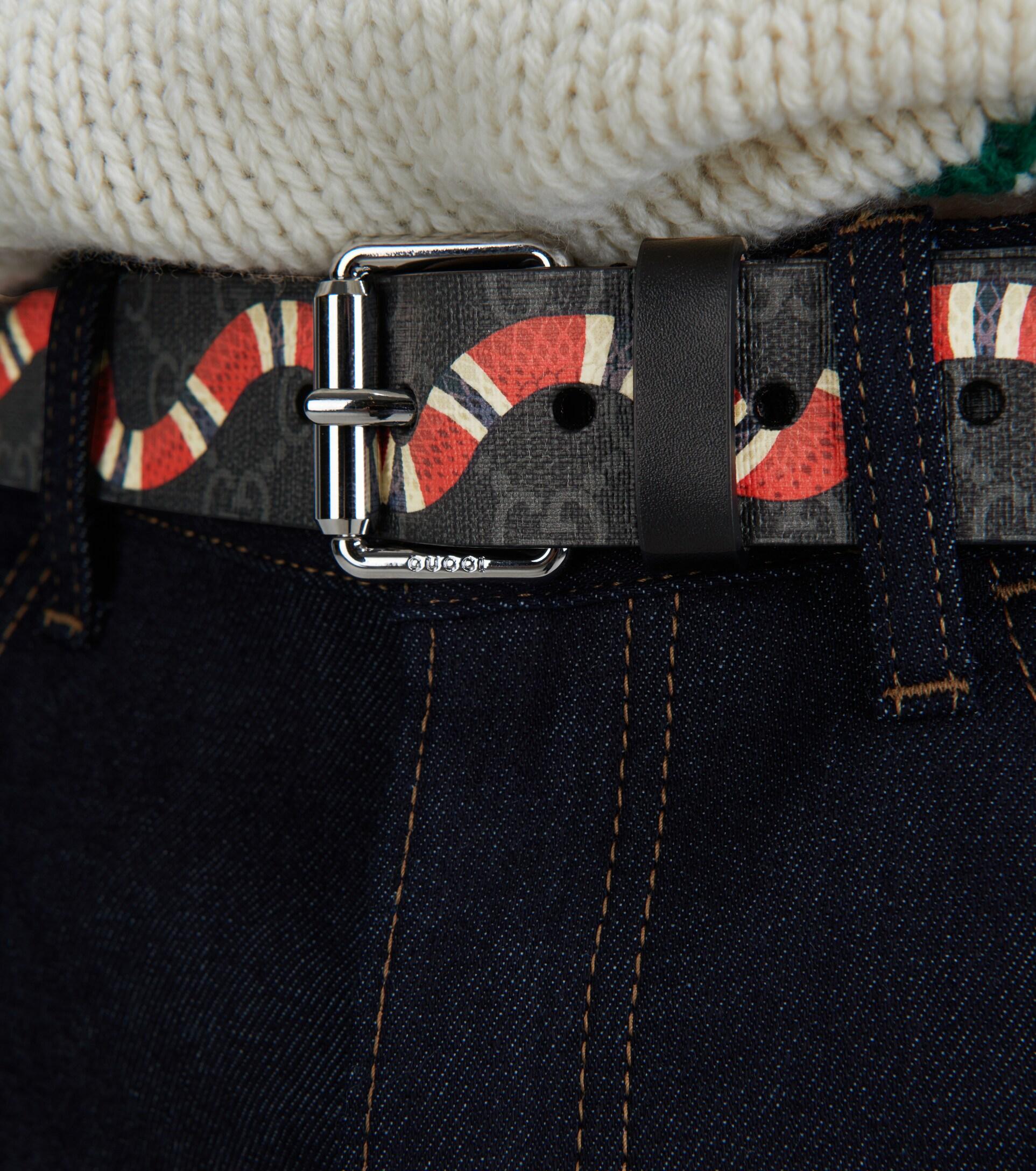 Gucci GG Belt With Kingsnake Print in Black for Men | Lyst