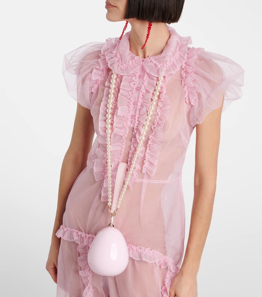 【Simone Rocha】 Egg Micro leather-trimmed crossbody bag Egg Micro leather-trimmed crossbody bag in pink - Simone