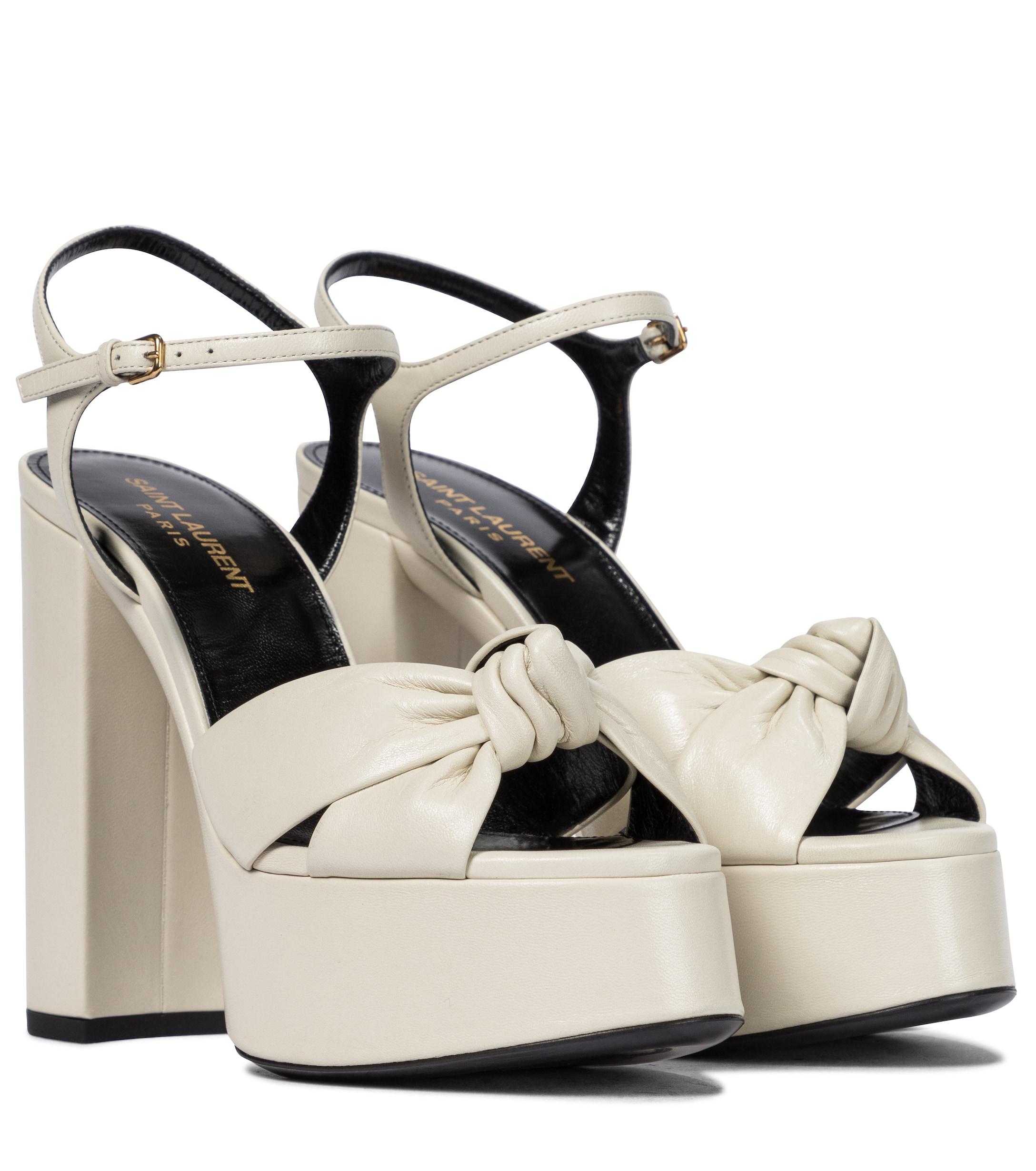 Saint Laurent Bianca 125 Leather Platform Sandals in White - Save 2% ...