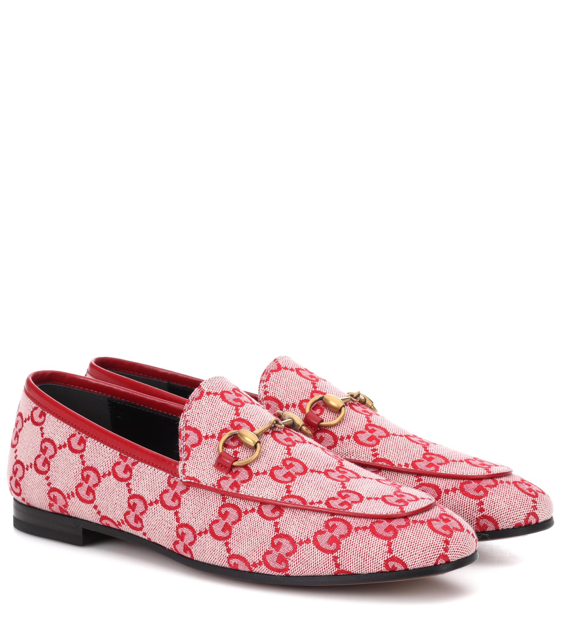 Gucci Loafers Jordaan GG aus Canvas in Rot | Lyst DE