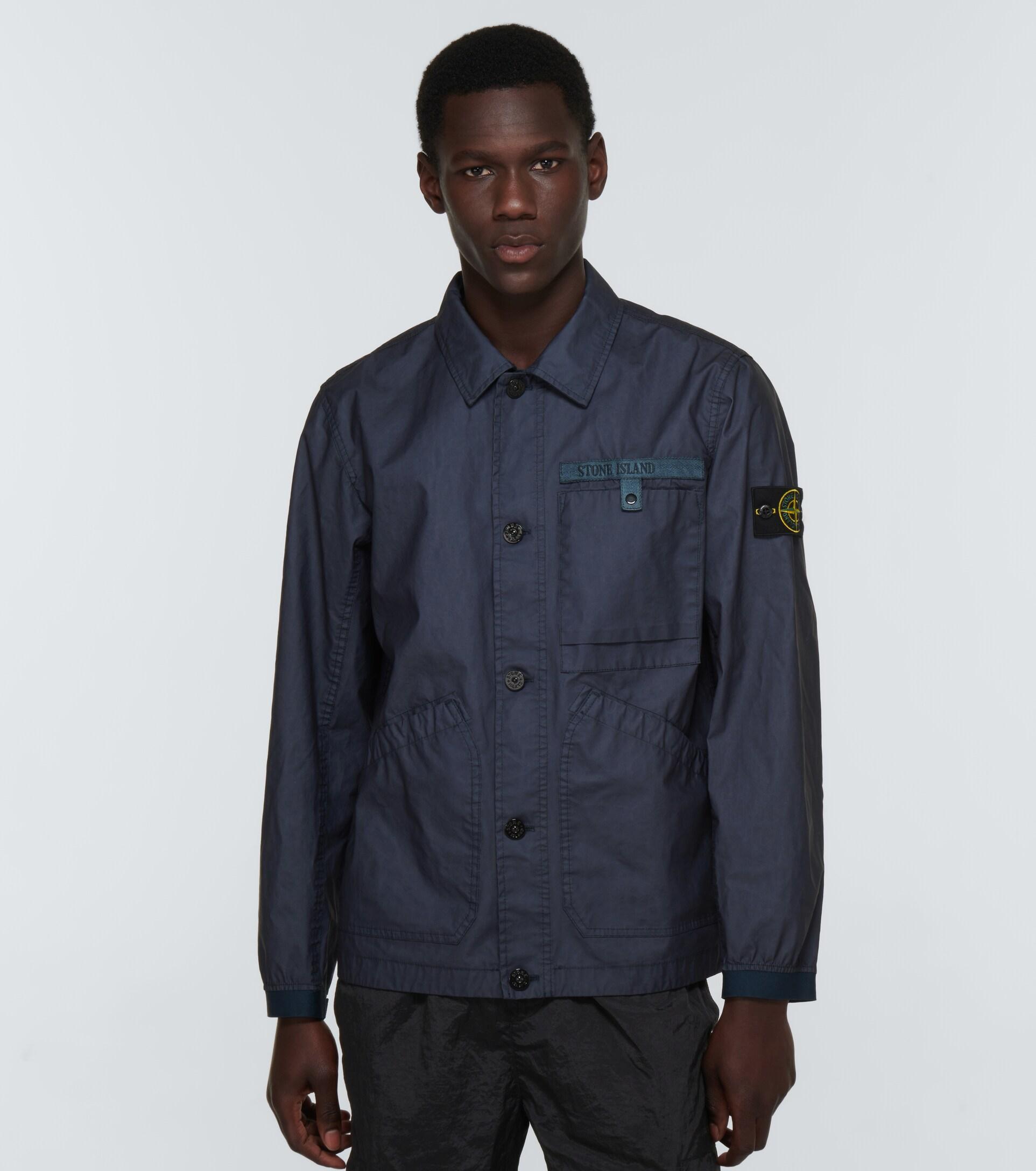 Stone Island Cotton And Nylon Shirt Jacket in Blue for Men | Lyst