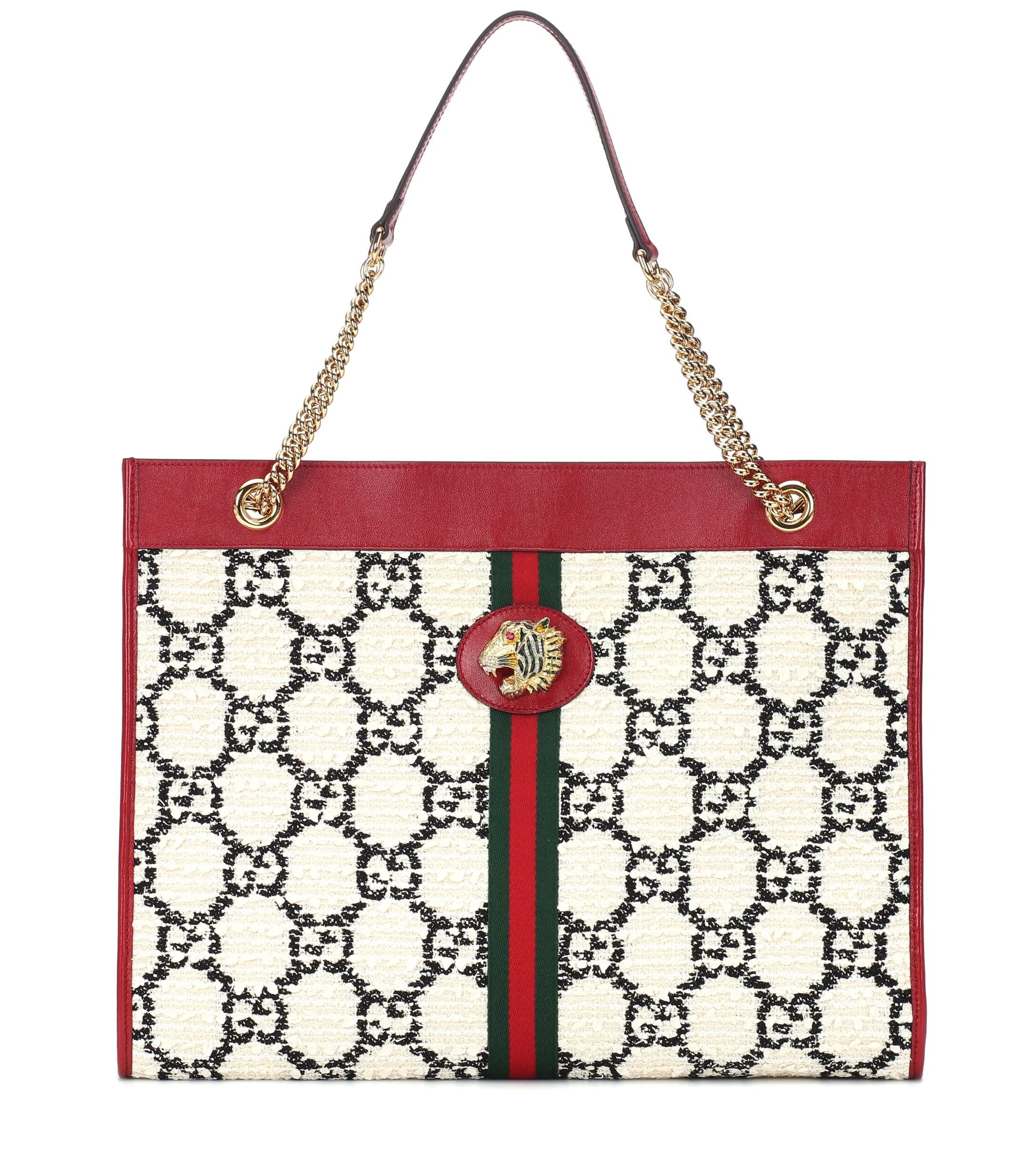 Gucci Rajah Large GG Tweed Tote in Red | Lyst