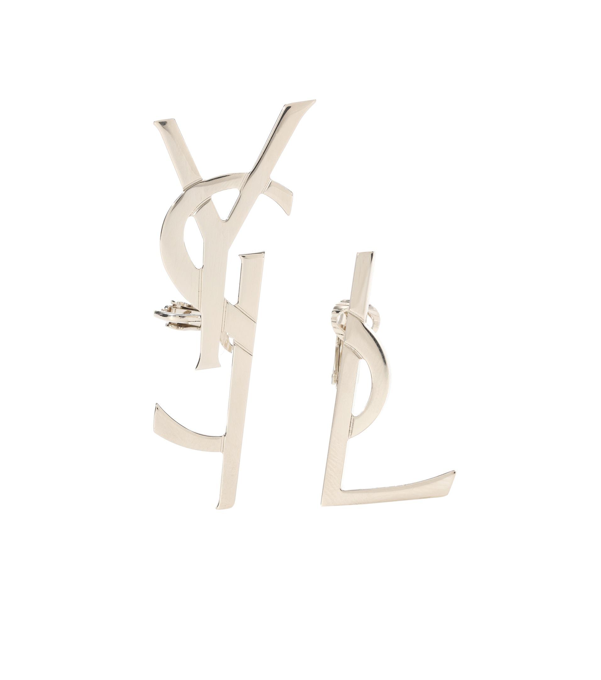 Saint Laurent Ysl Earrings in Metallic | Lyst