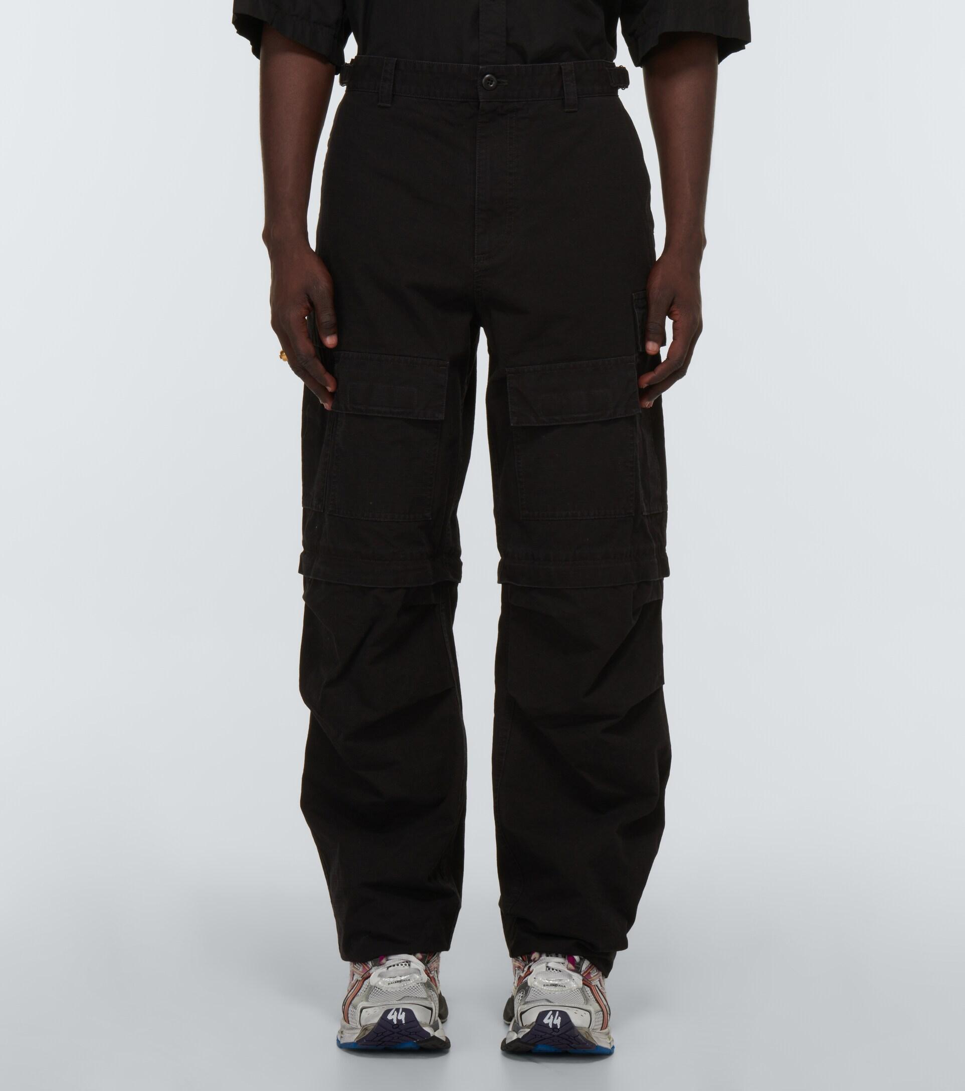 Balenciaga Convertible Cotton Cargo Pants in Black for Men | Lyst
