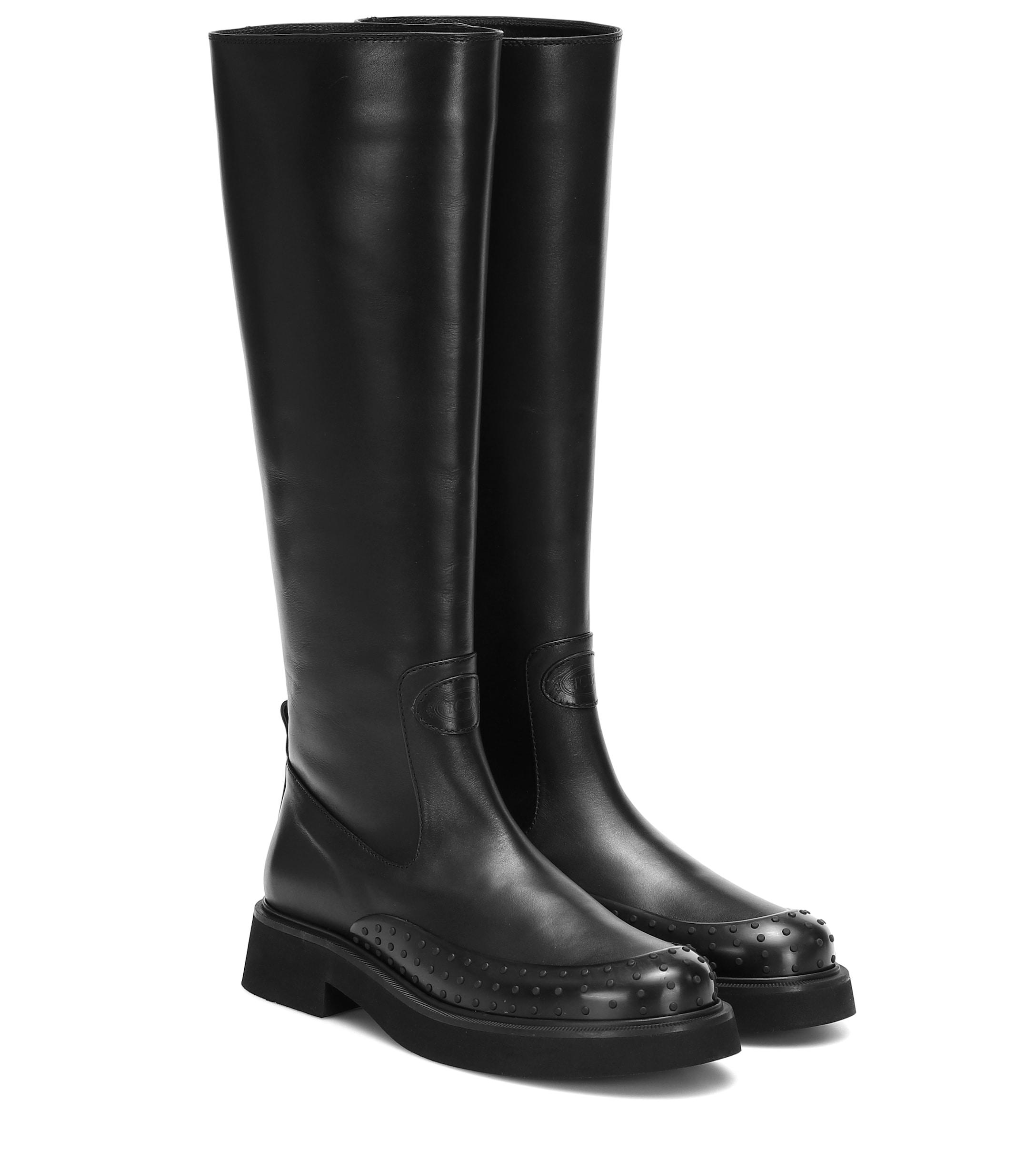 Tod's Leather Knee-high Boots in Black - Lyst