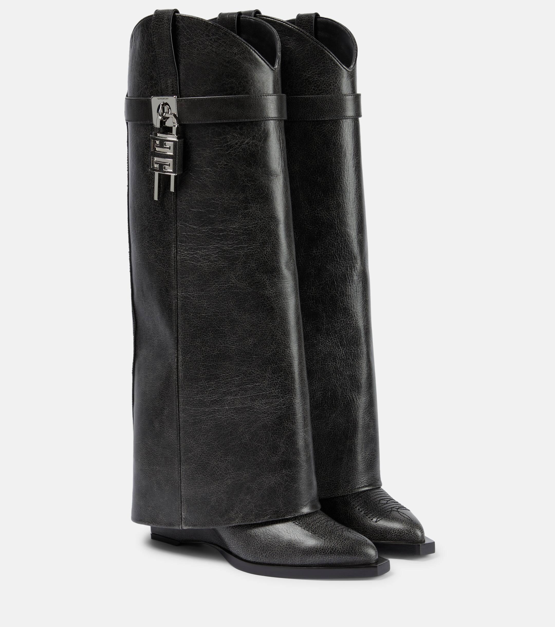Givenchy Shark Lock Cowboy Leather Boots in Black Lyst UK