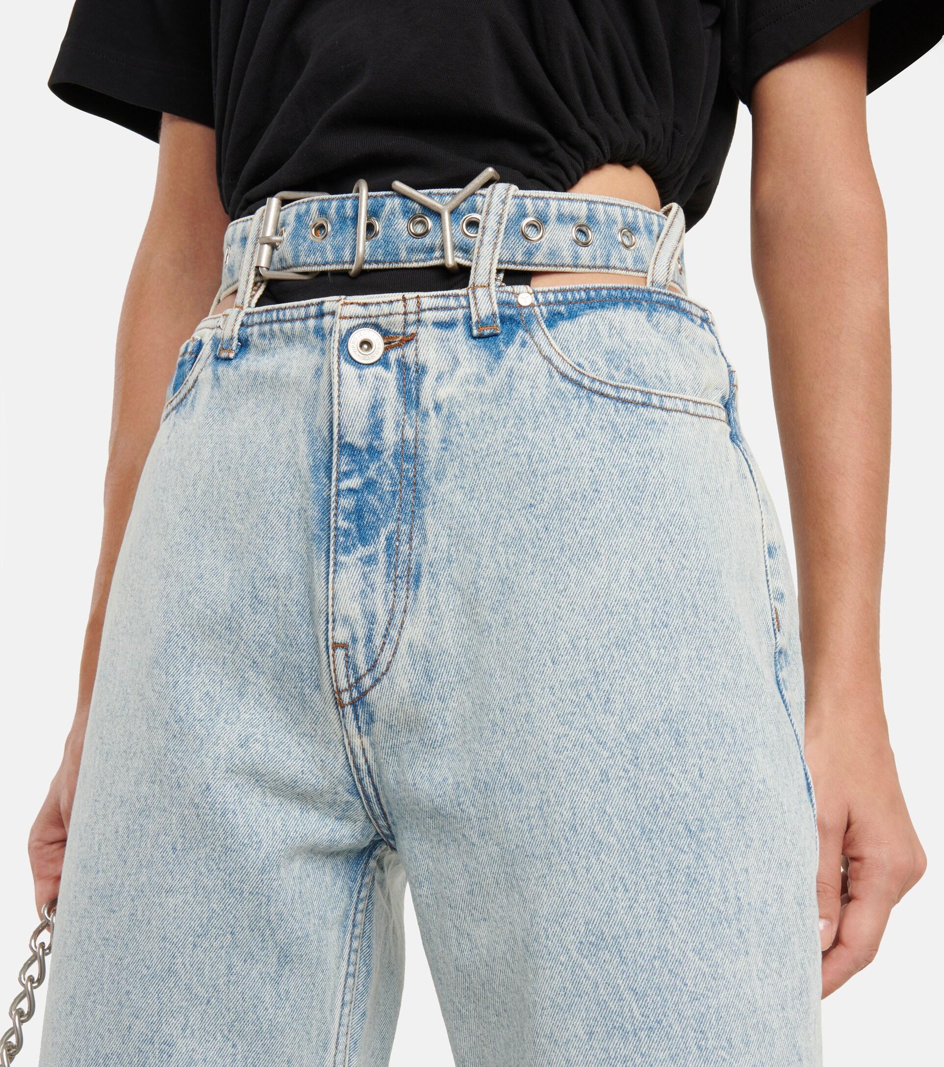 Y. Project Y Belt Wide-leg Jeans in Blue | Lyst
