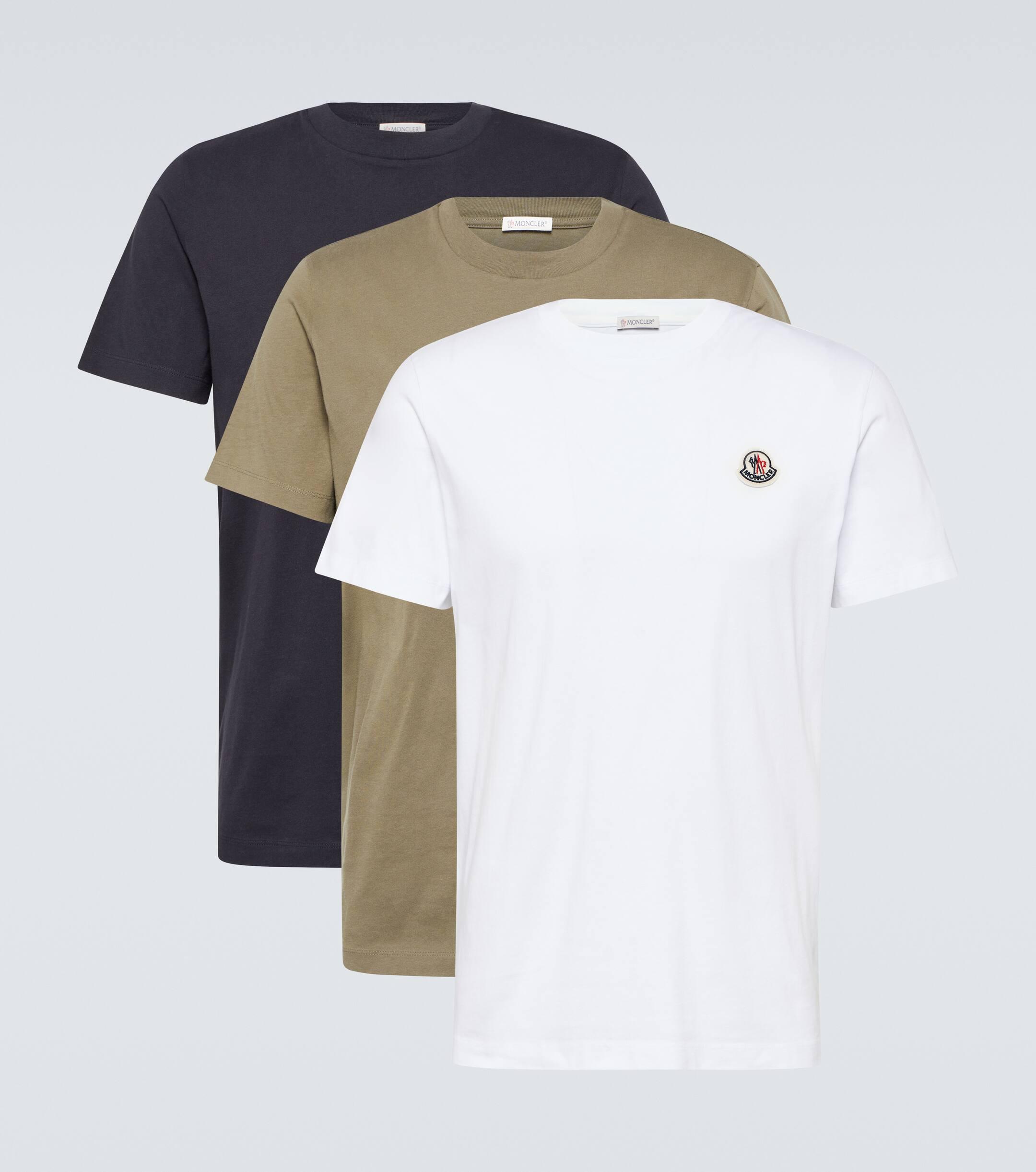 Moncler Set Of 3 Cotton Jersey T-shirts in White for Men | Lyst UK