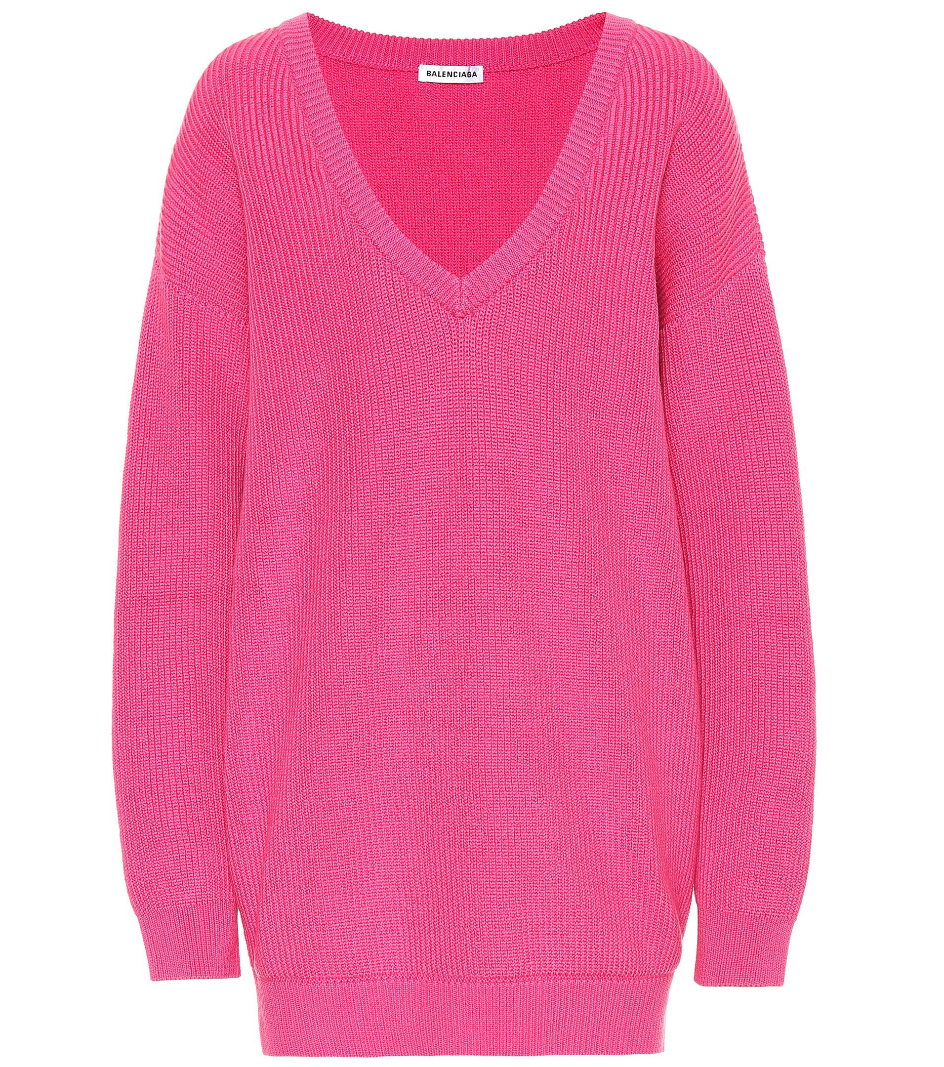 Balenciaga Oversized Cotton-blend Sweater in Rose (Pink) - Lyst