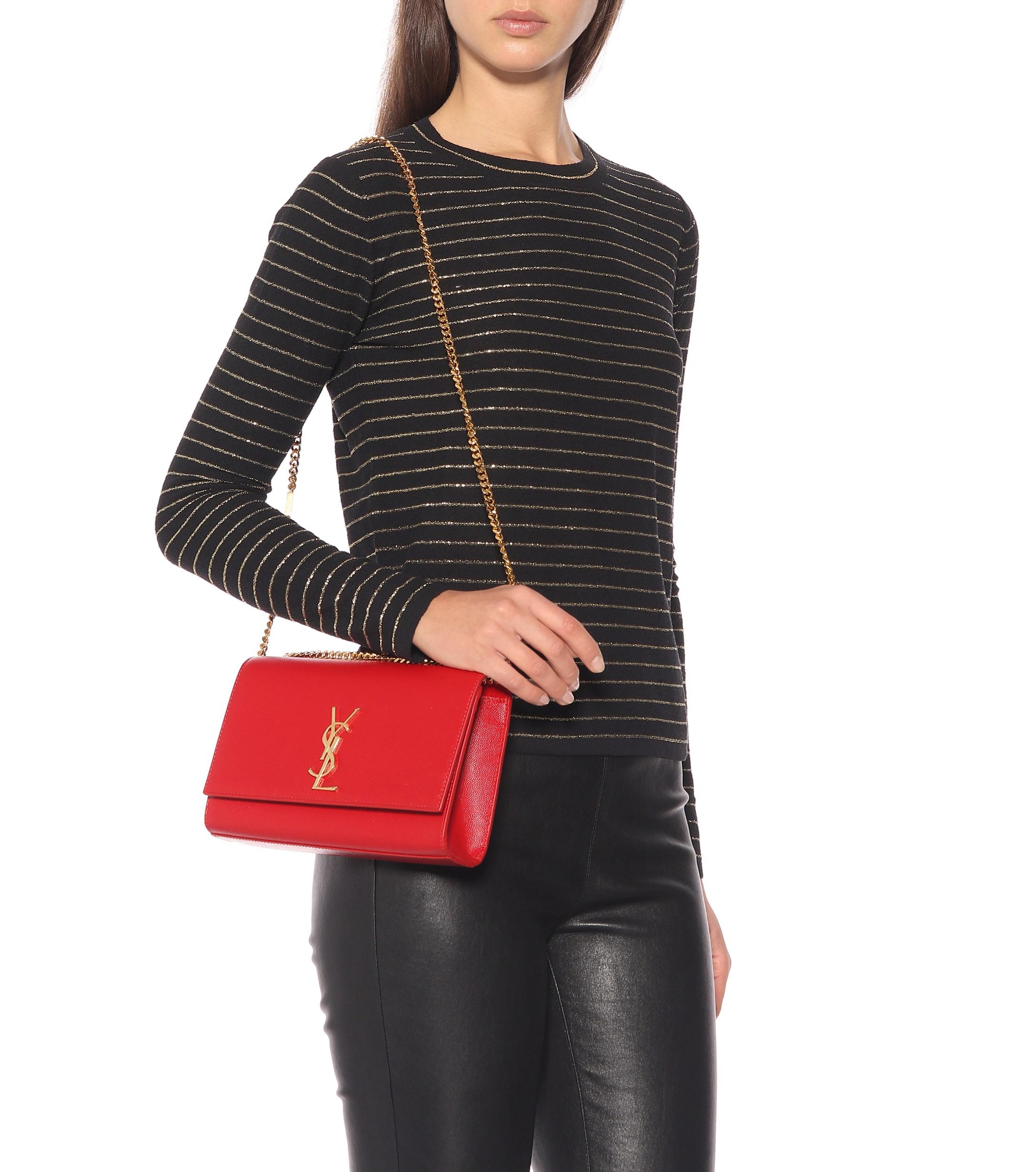 Saint Laurent Medium Kate Leather Shoulder Bag in Red