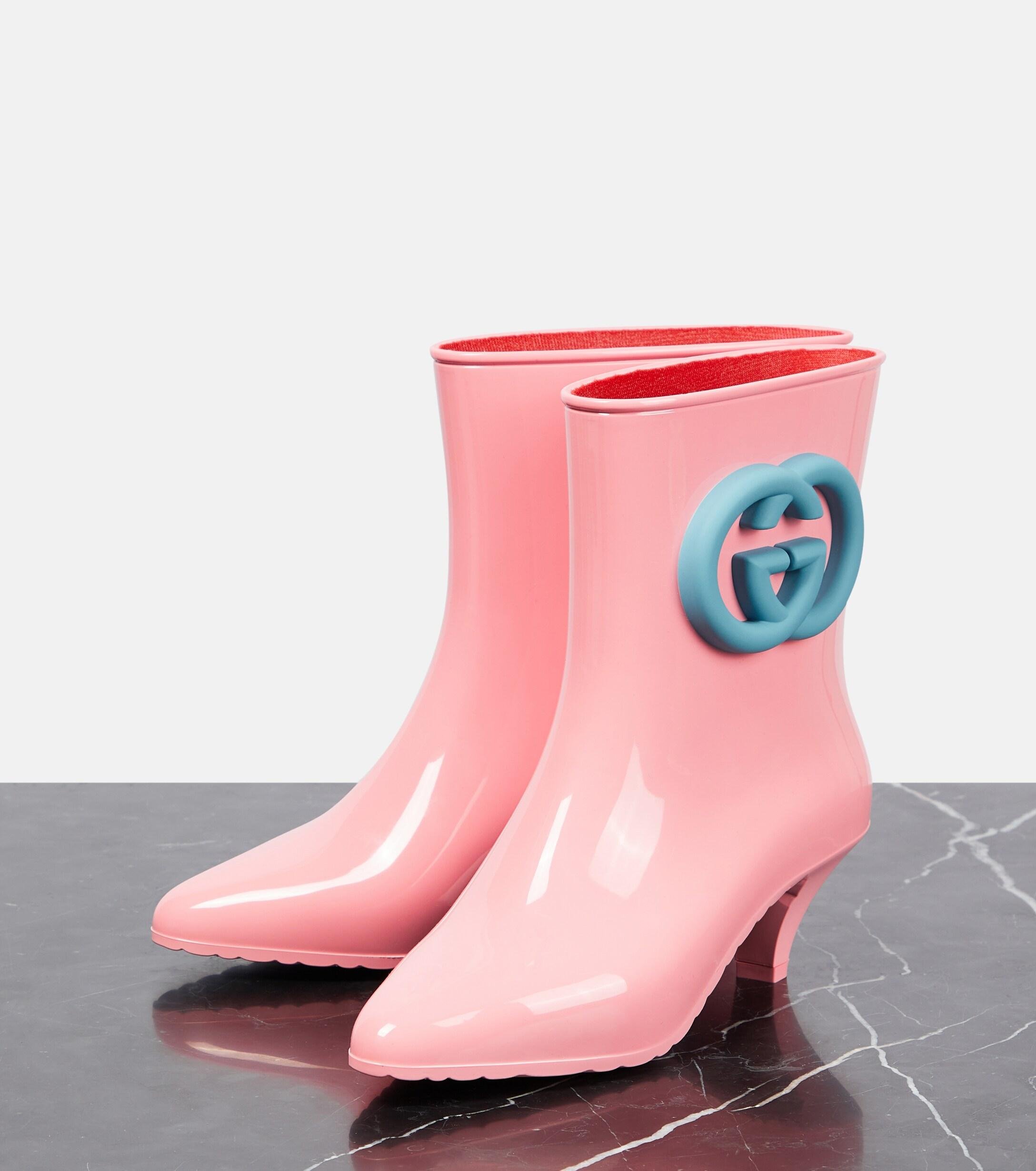 Pink gucci discount rain boots