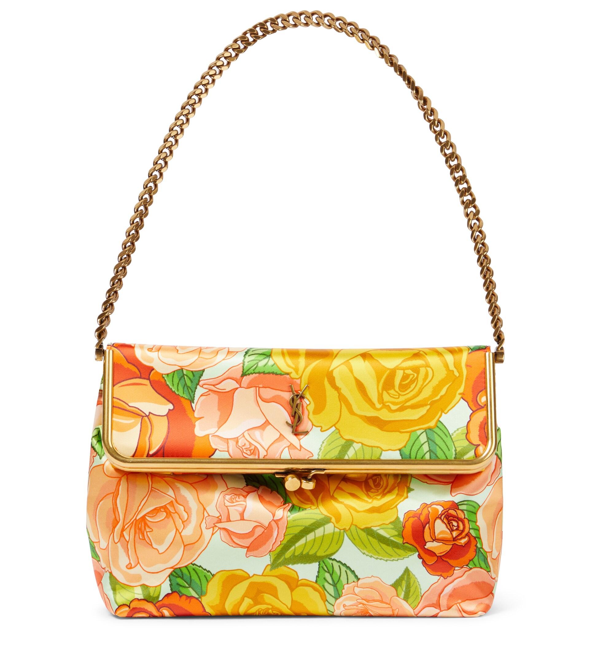 Saint Laurent Fanny Floral Satin Shoulder Bag | Lyst