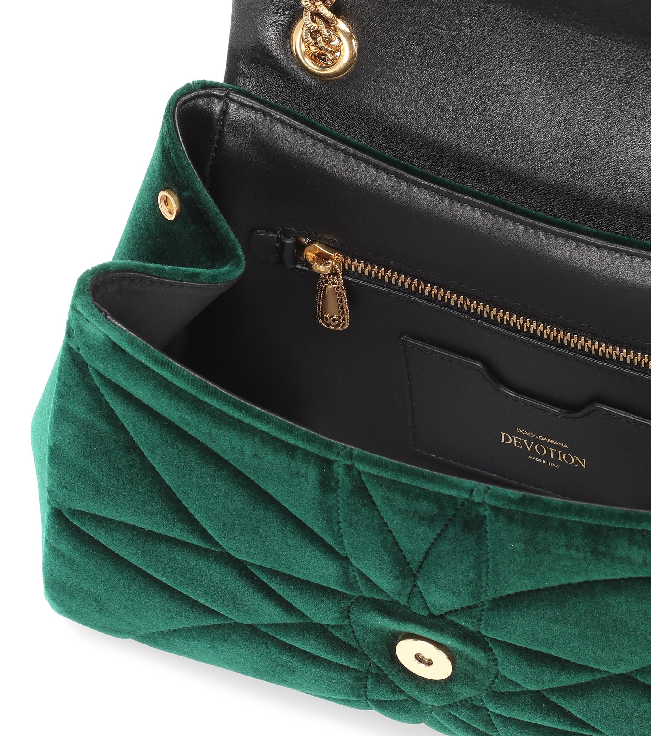 Dolce & Gabbana Mini Quilted Leather Devotion Bag In Green