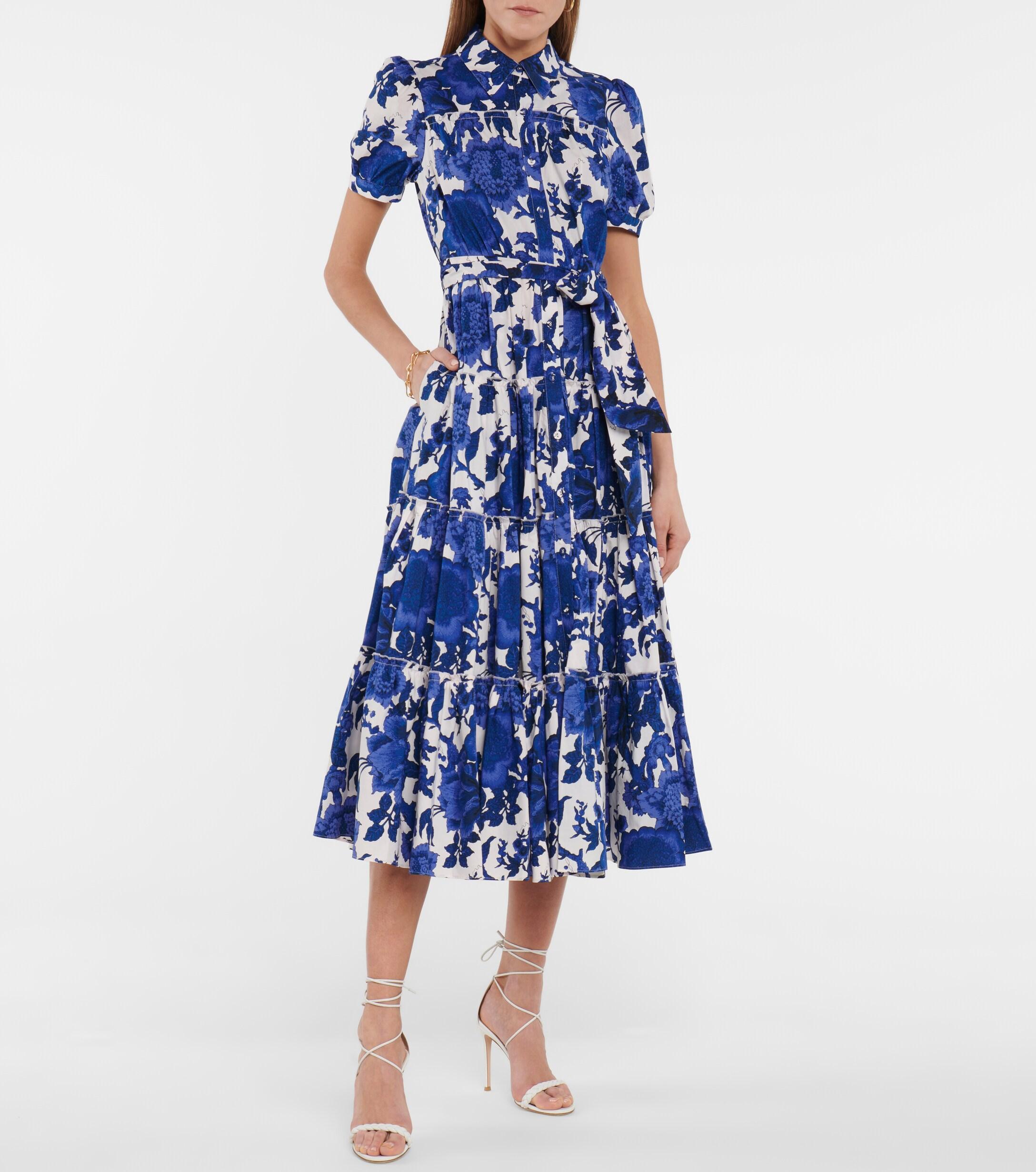Diane von Furstenberg Queena Floral Cotton Midi Dress in Blue | Lyst