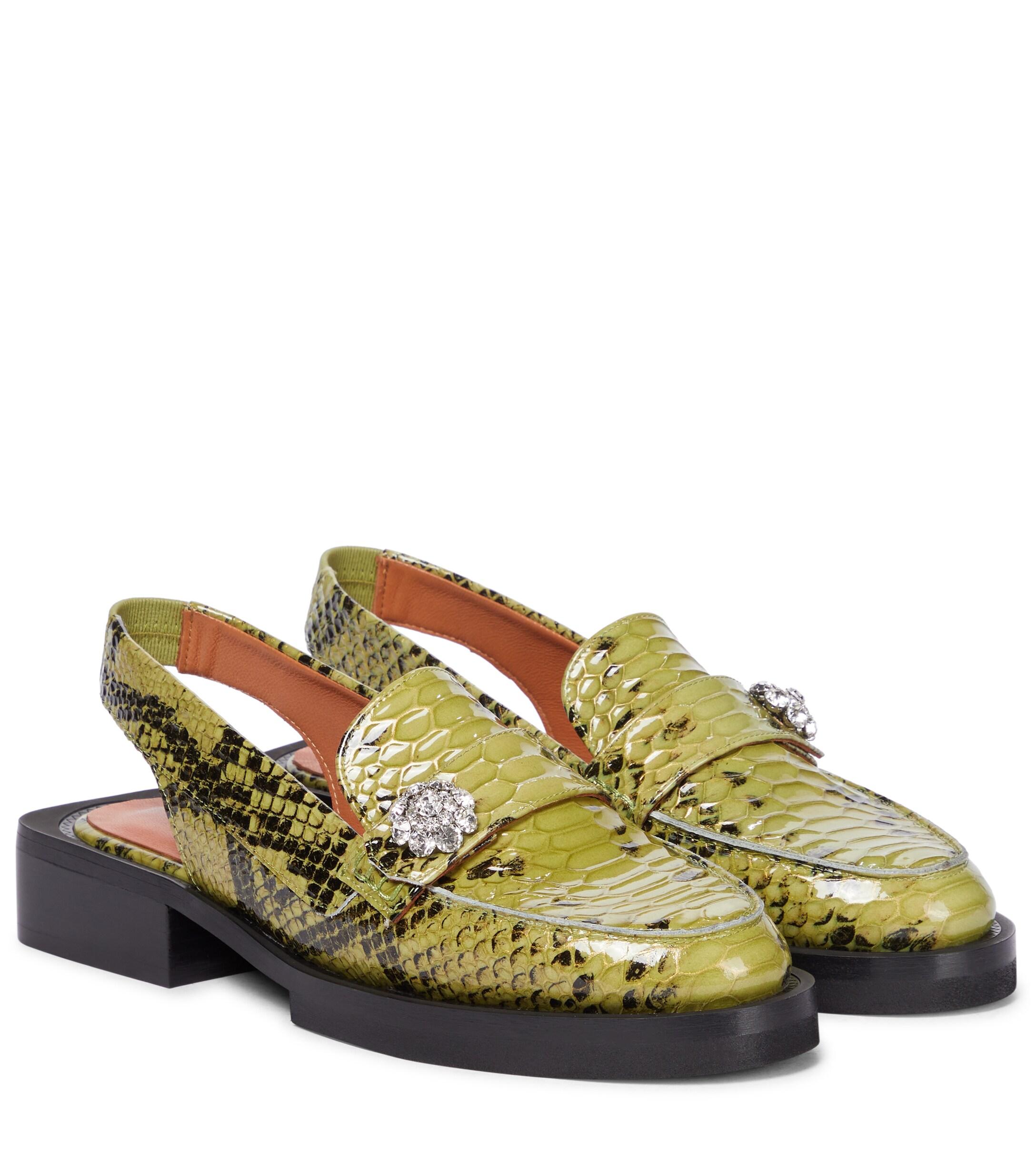 ganni snake loafers