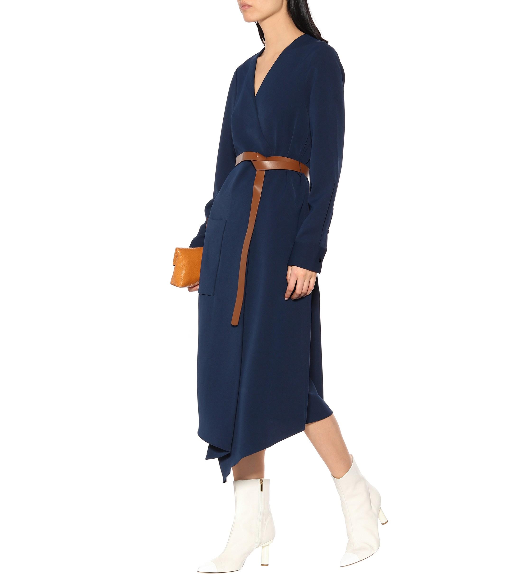 tibi wrap midi dress