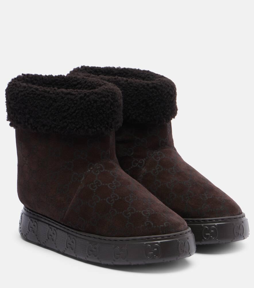 Bottines Apres-Ski Nat Gg En Daim Gucci en coloris Noir Lyst