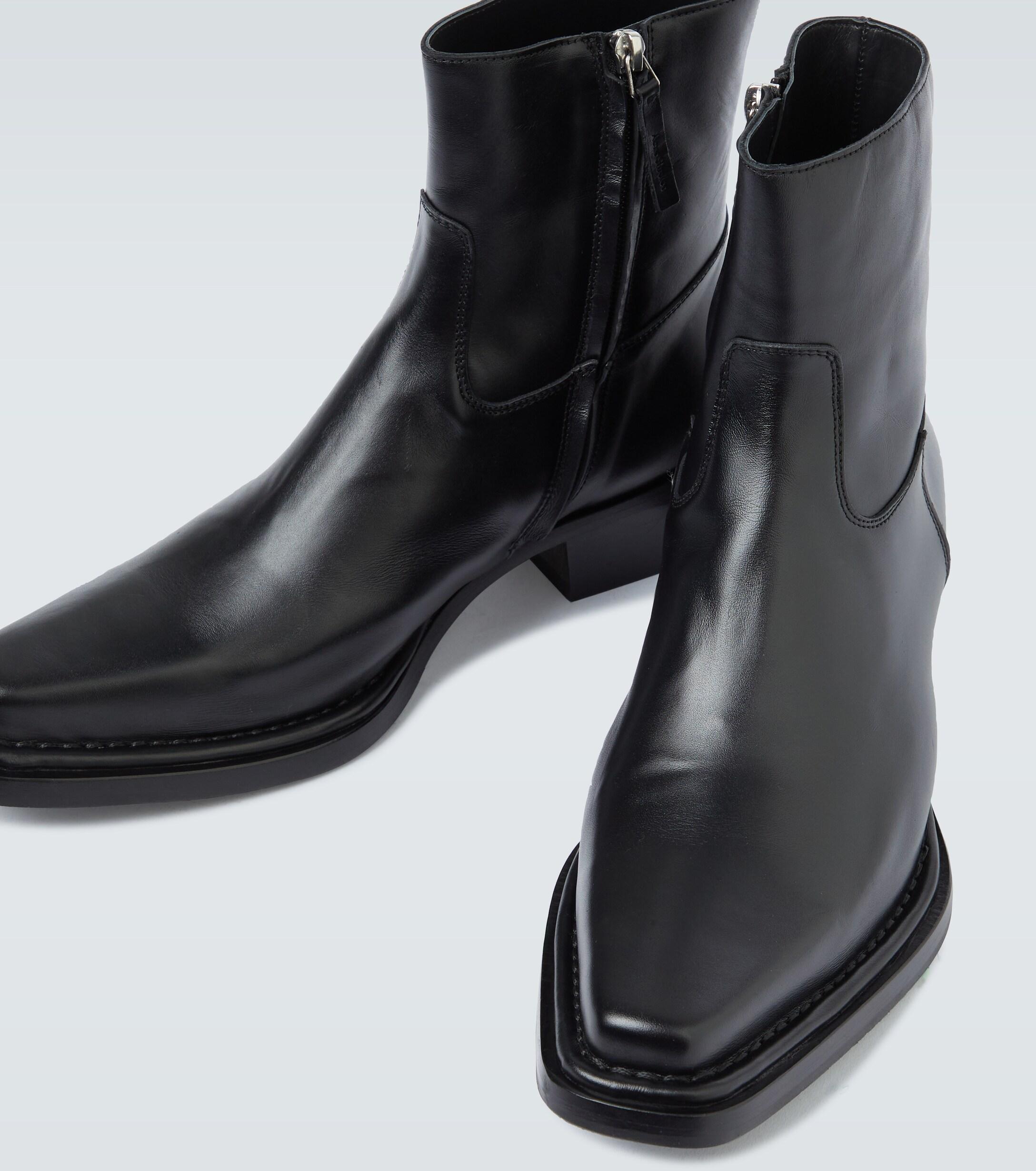 Acne Studios Bruno Leather Cowboy Boots in Black for Men | Lyst