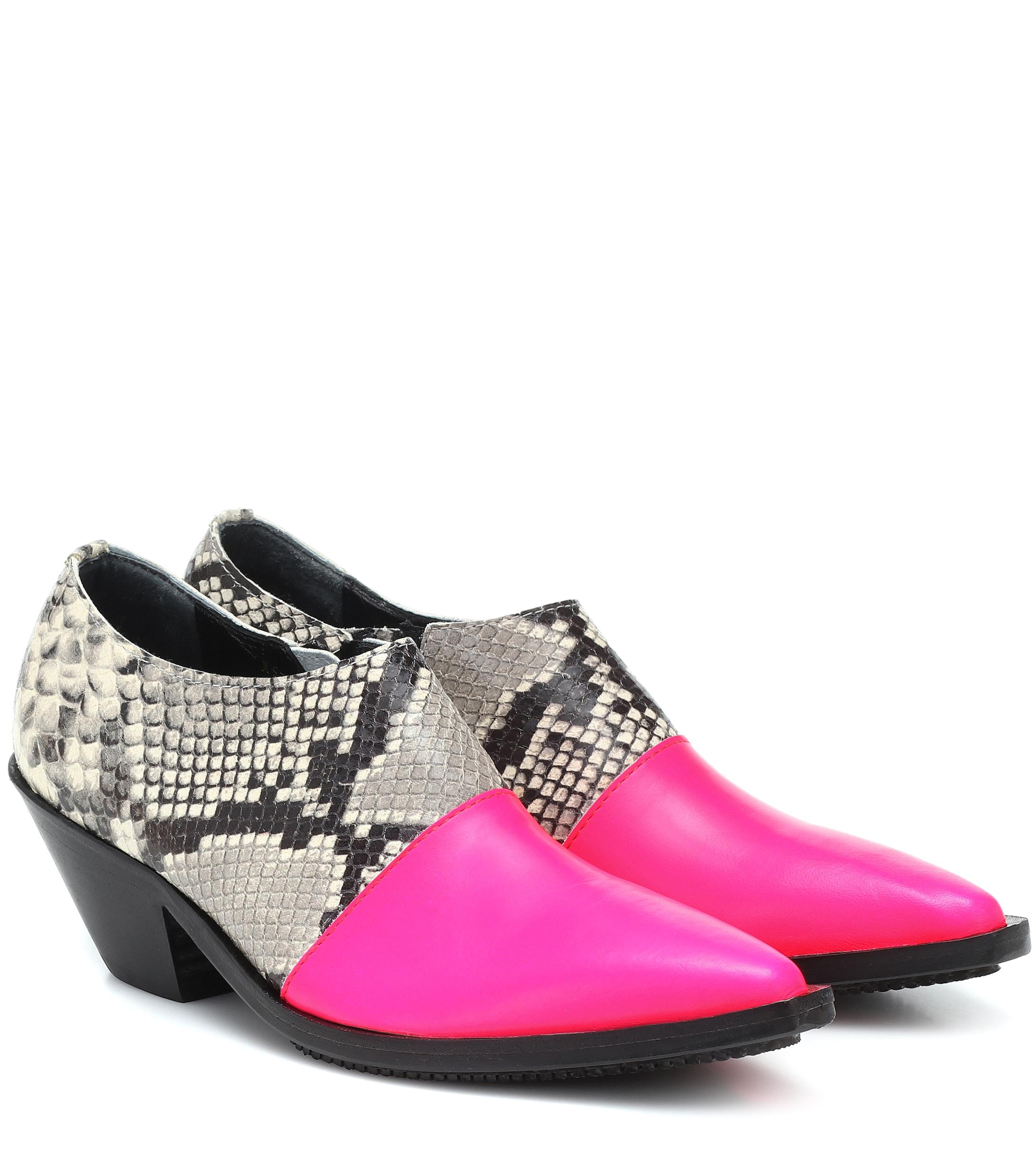 Junya Watanabe Snake-effect Leather Ankle Boots in Pink - Lyst