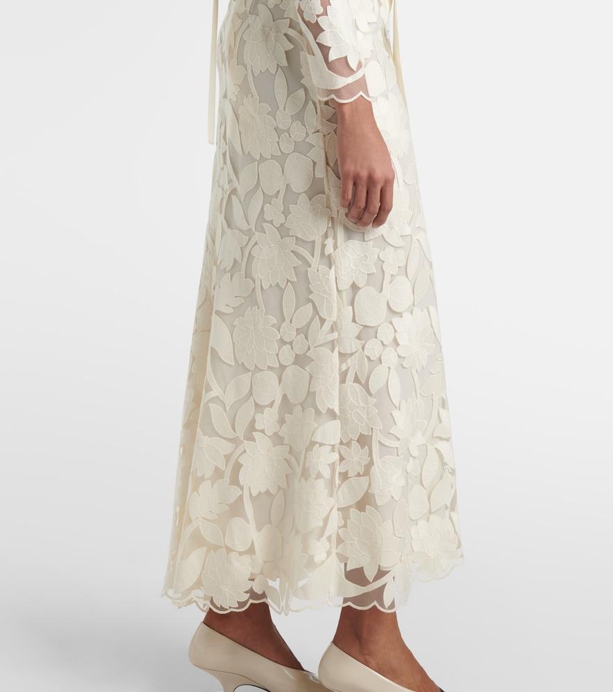 elie saab tulle embroidered midi dress ELIE SAAB