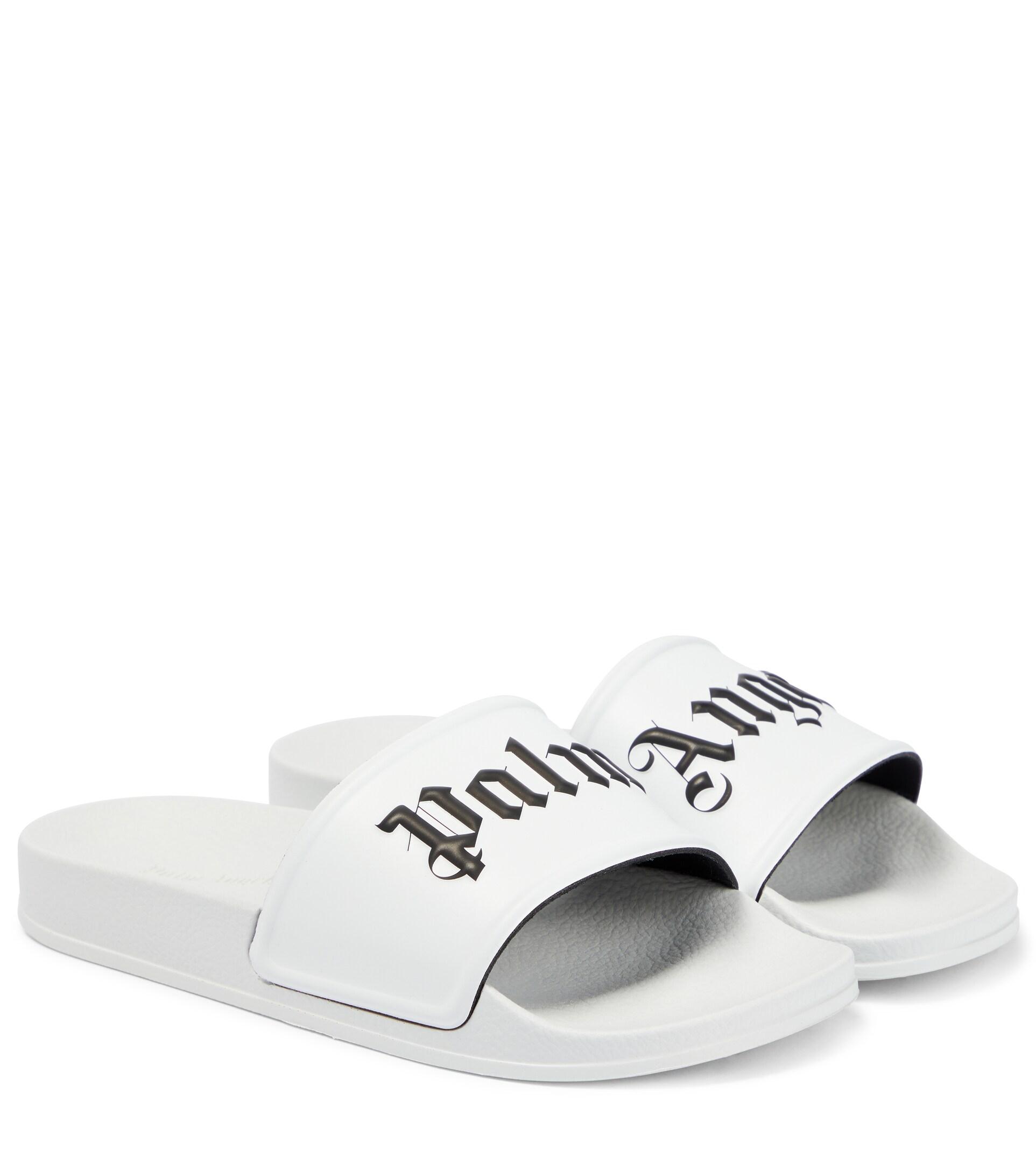 Palm Angels Logo Rubber Slides in White | Lyst