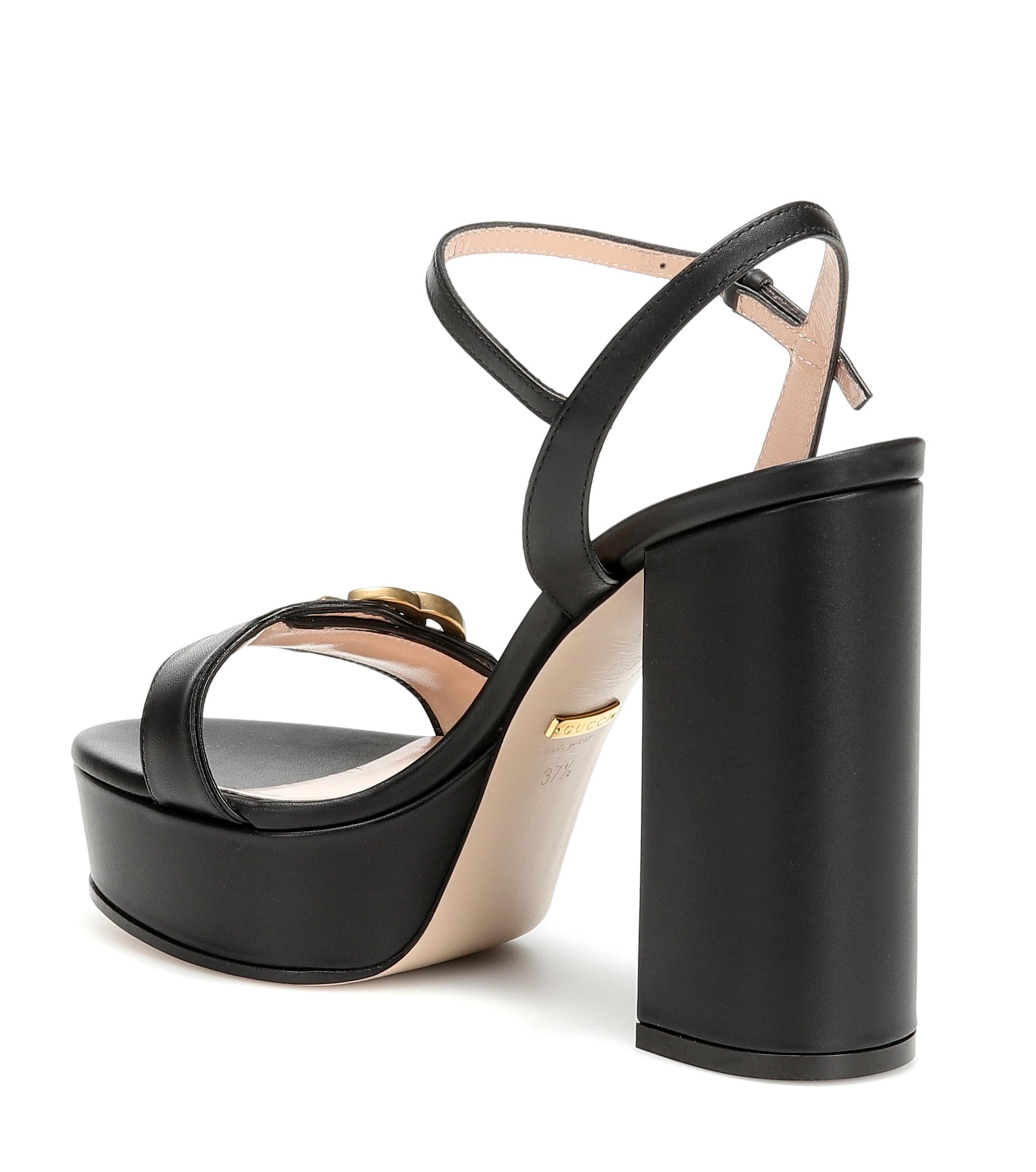 Gucci Marmont Platform Leather Sandals in Nero (Black) - Lyst