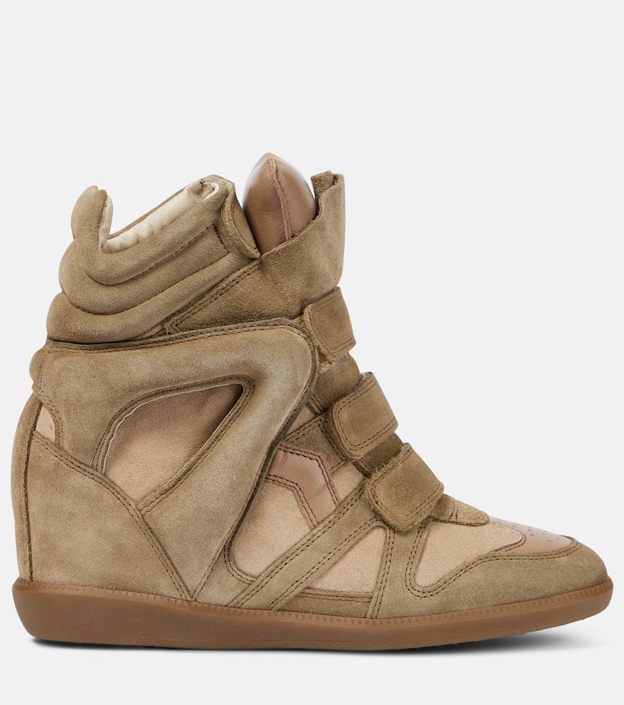 Isabel Marant Bekett Leather And Suede Wedge Sneakers in Brown