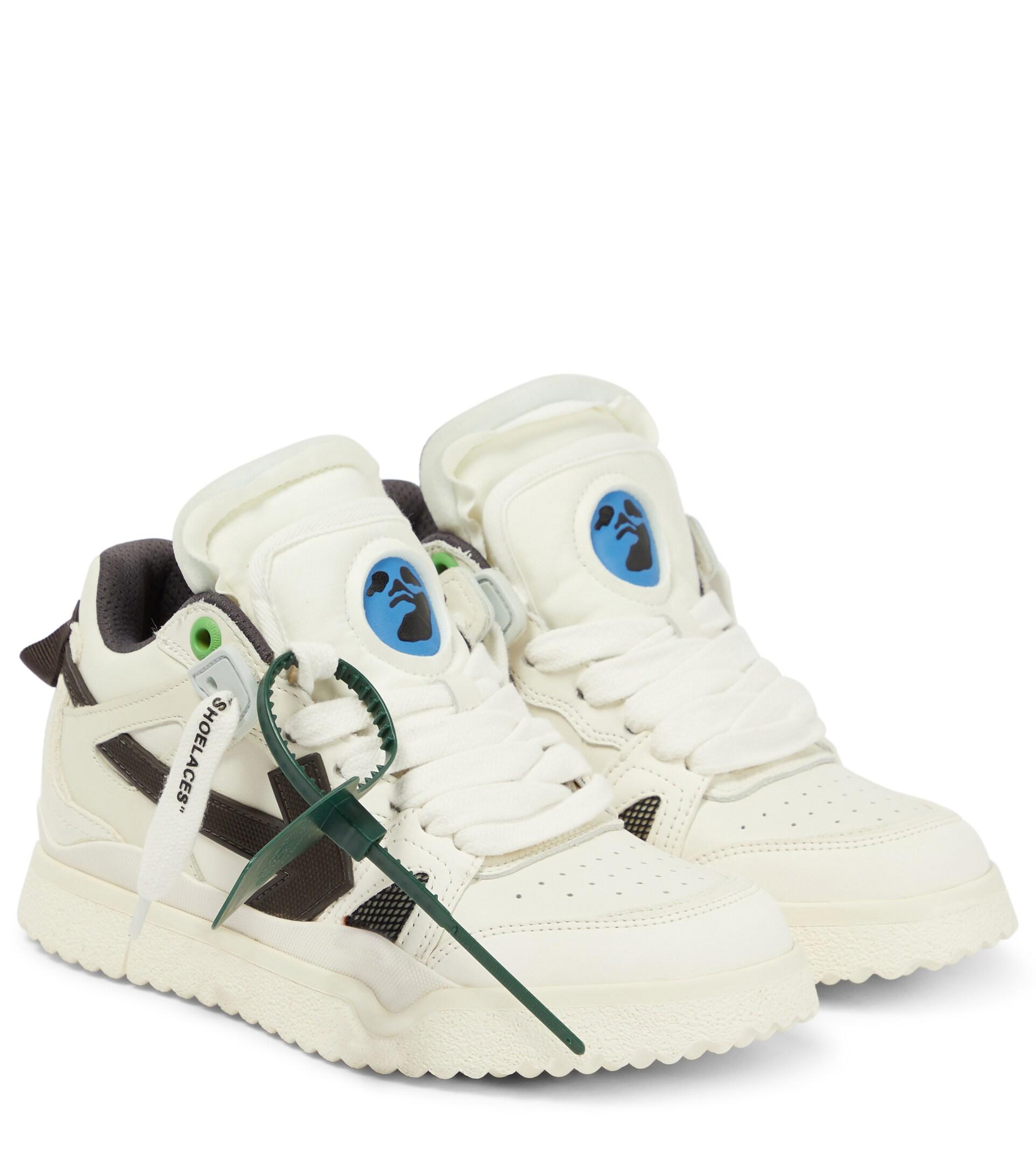 Off-White c/o Virgil Abloh Sponge Mid-top Leather Sneakers in White | Lyst