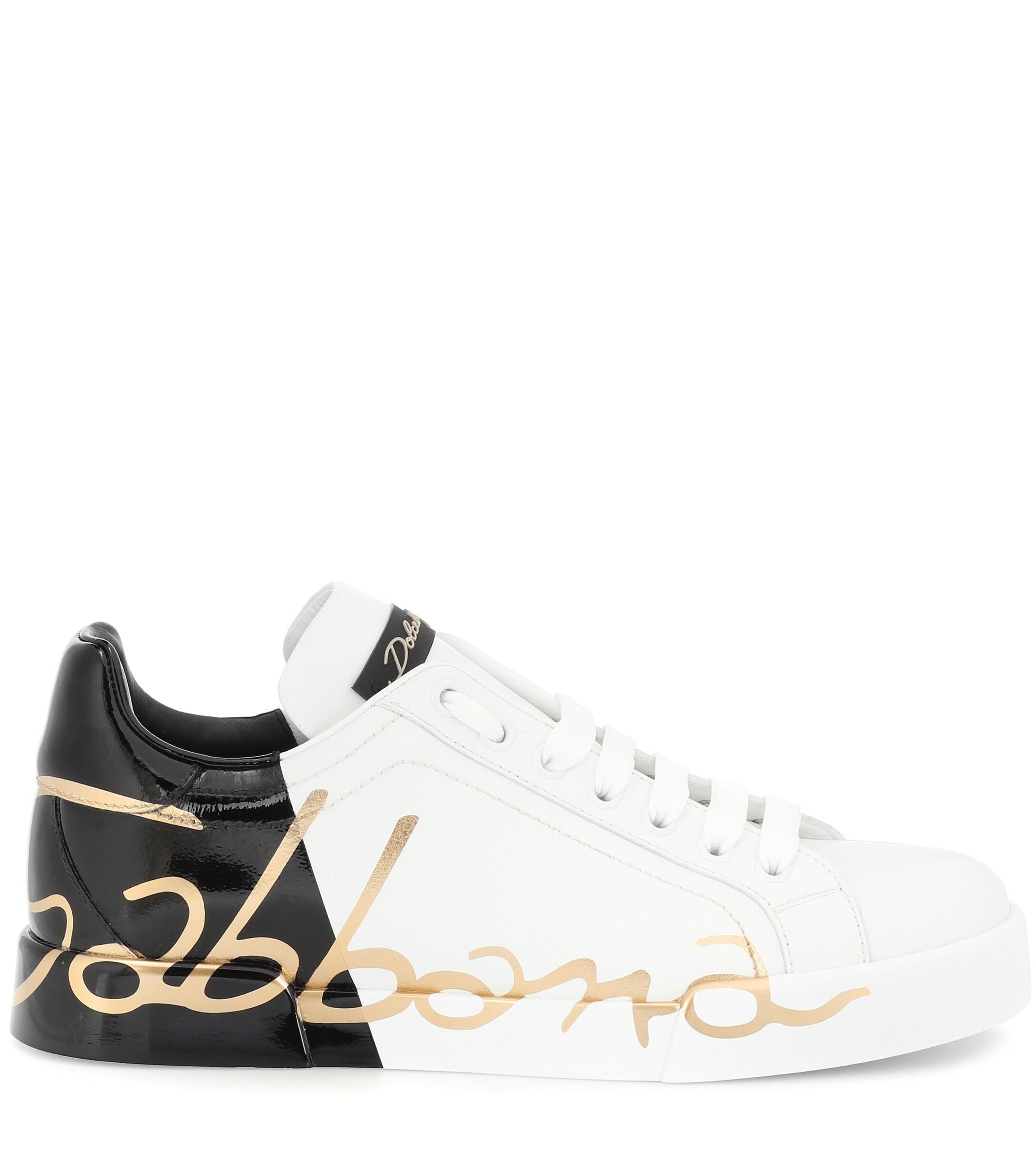 Dolce & Gabbana Leather Sneakers in Black (White) - Save 53% - Lyst