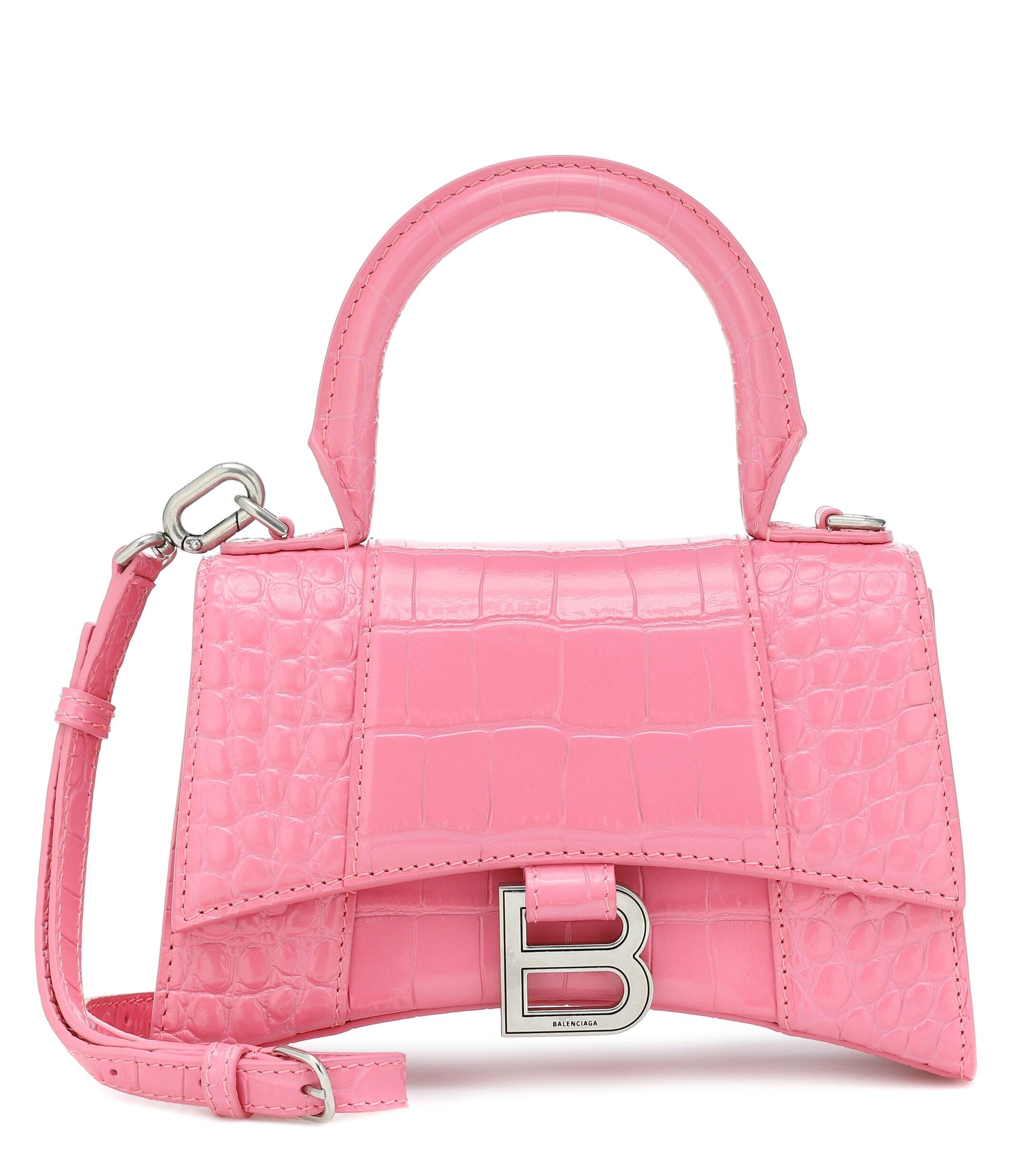 Balenciaga Leder Hourglass XS Top Handle Bag in Pink | Lyst AT