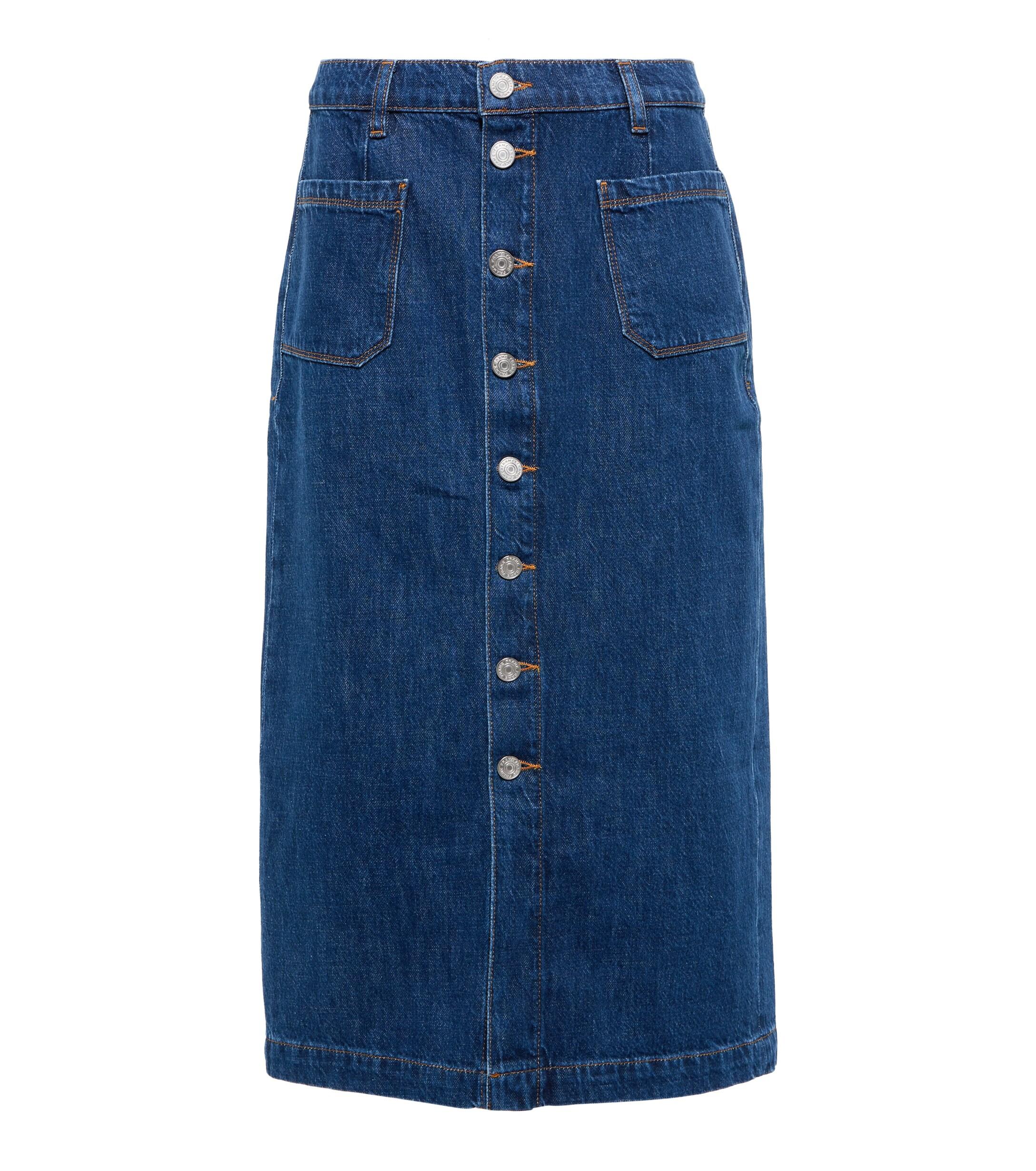 FRAME Le Bardot Denim Midi Skirt in 