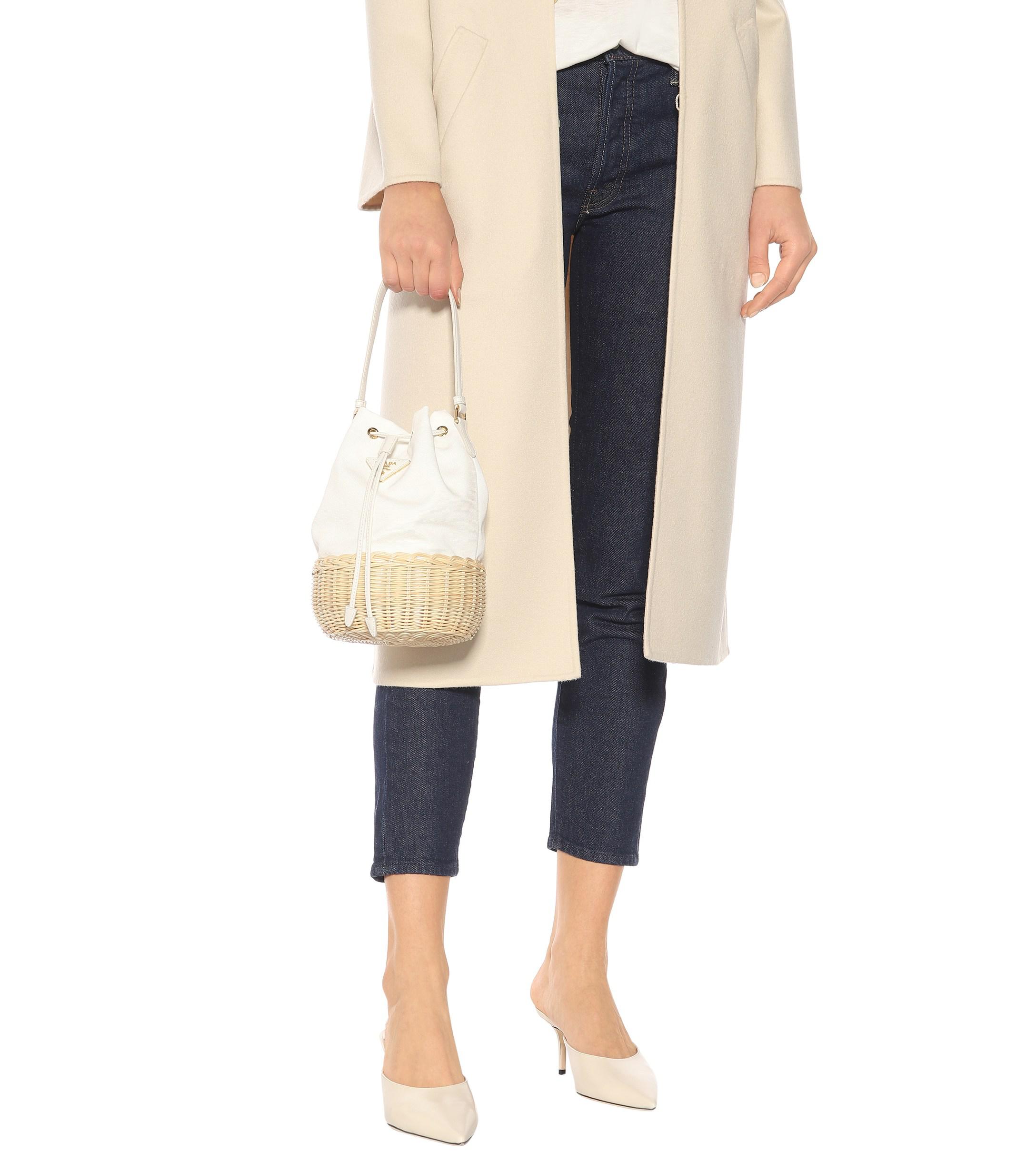 prada wicker bucket bag