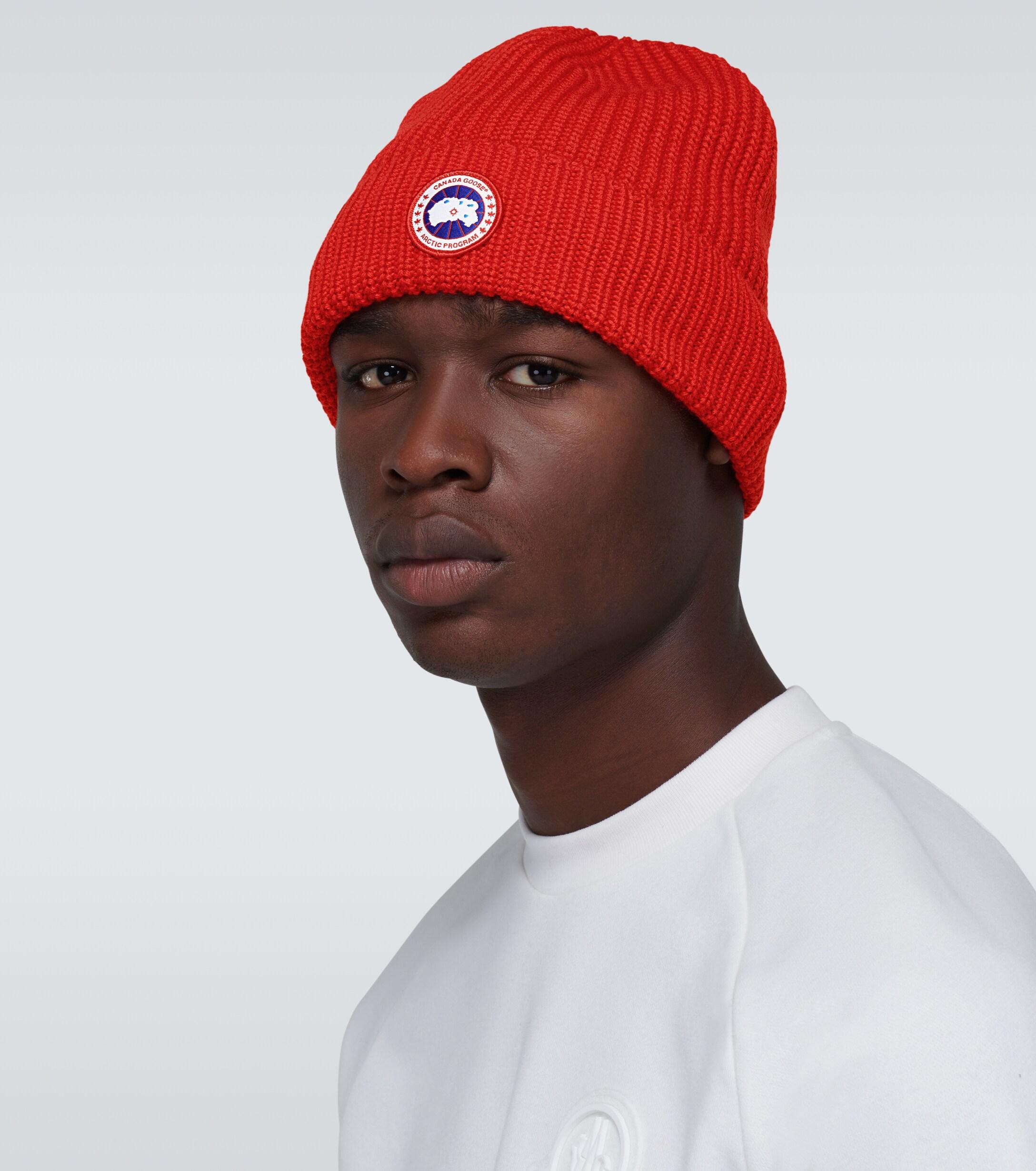 Canada Goose Goose Arctic Disc Toque Ribbed Hat in Red for Men Lyst